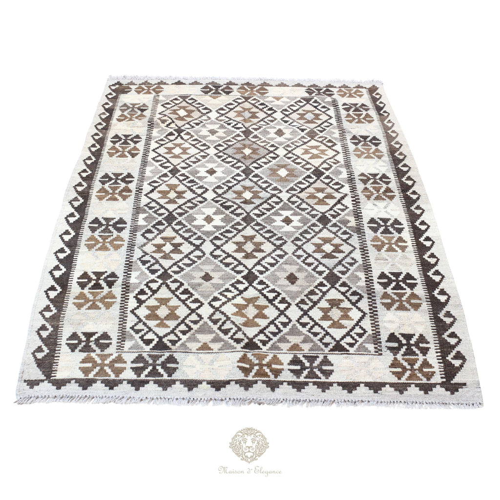 Alfombra Kilim Transicional Lana Geométrica 206 x 131 cm | Tintes Naturales