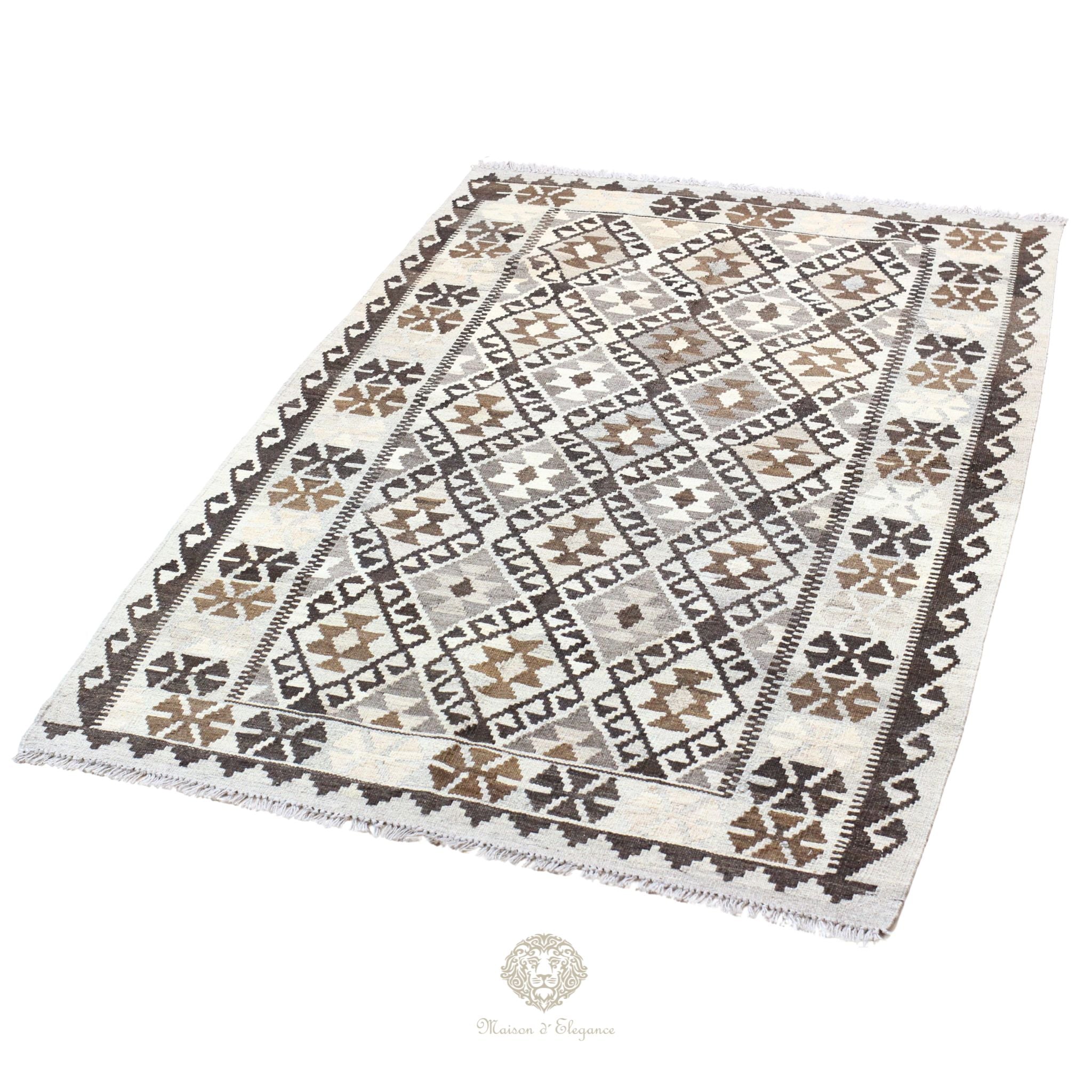 Alfombra Kilim Transicional Lana Geométrica 206 x 131 cm | Tintes Naturales