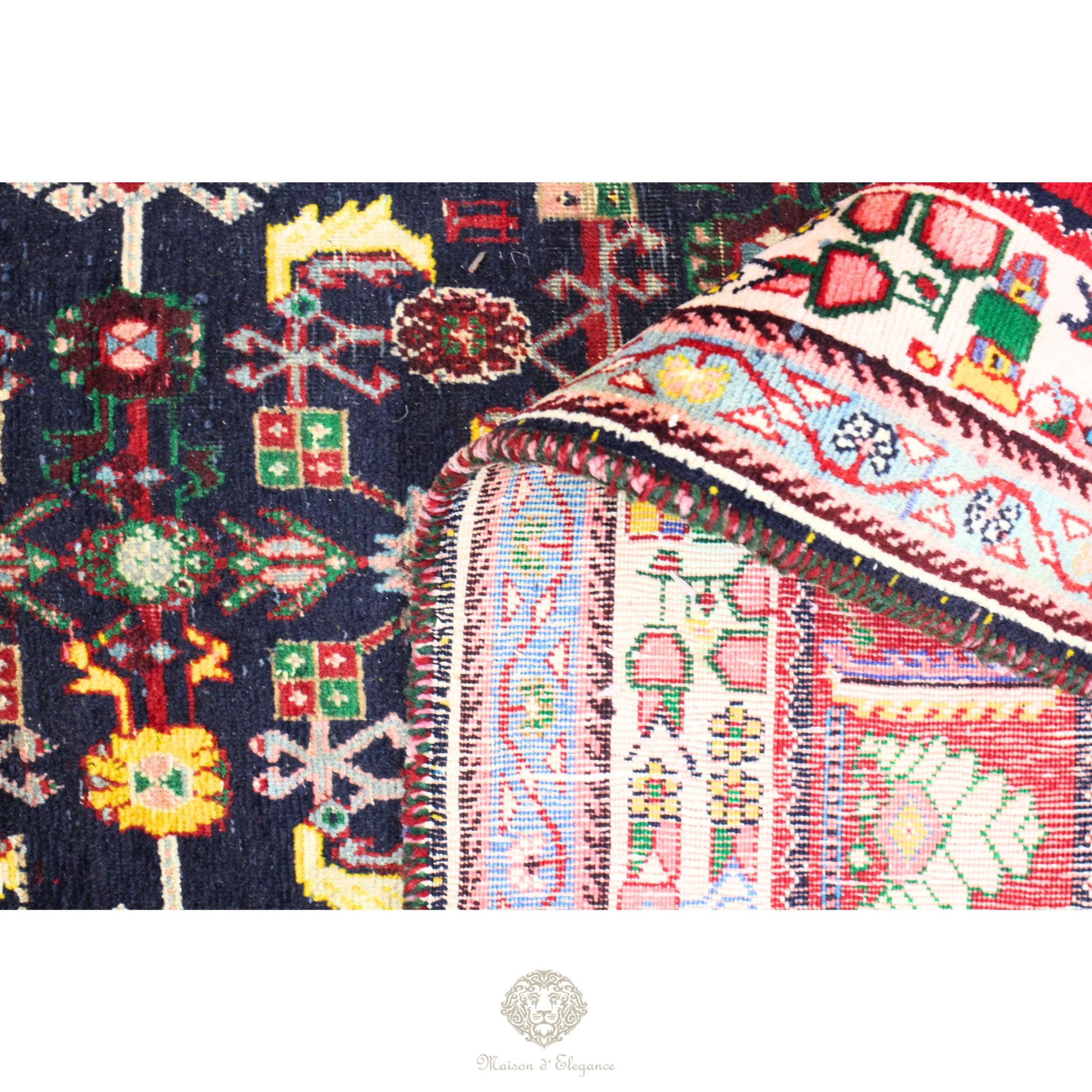 Alfombra nómada antigua de Shiraz del sureste de Irán | Teñida con tintes naturales 256x343 cm