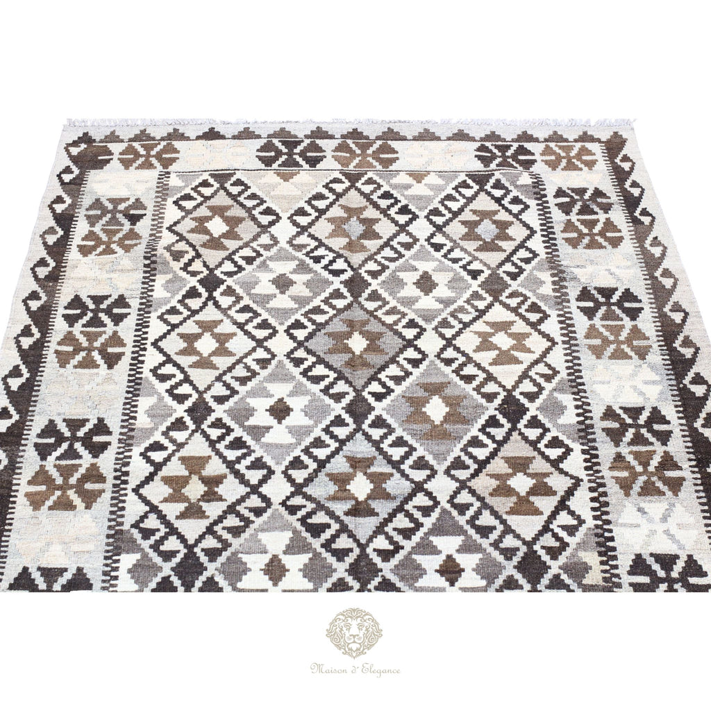 Alfombra Kilim Transicional Lana Geométrica 206 x 131 cm | Tintes Naturales