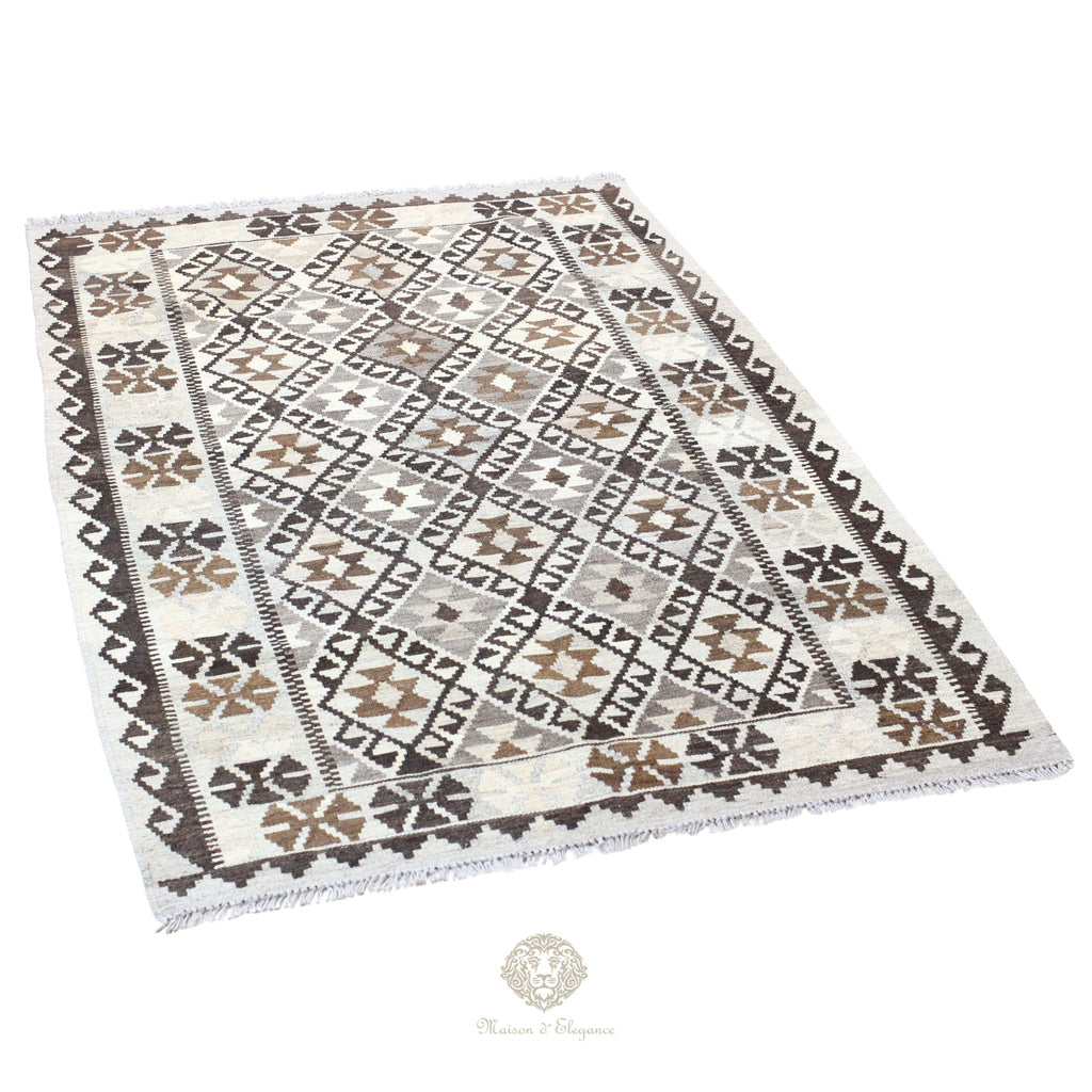 Alfombra Kilim Transicional Lana Geométrica 206 x 131 cm | Tintes Naturales