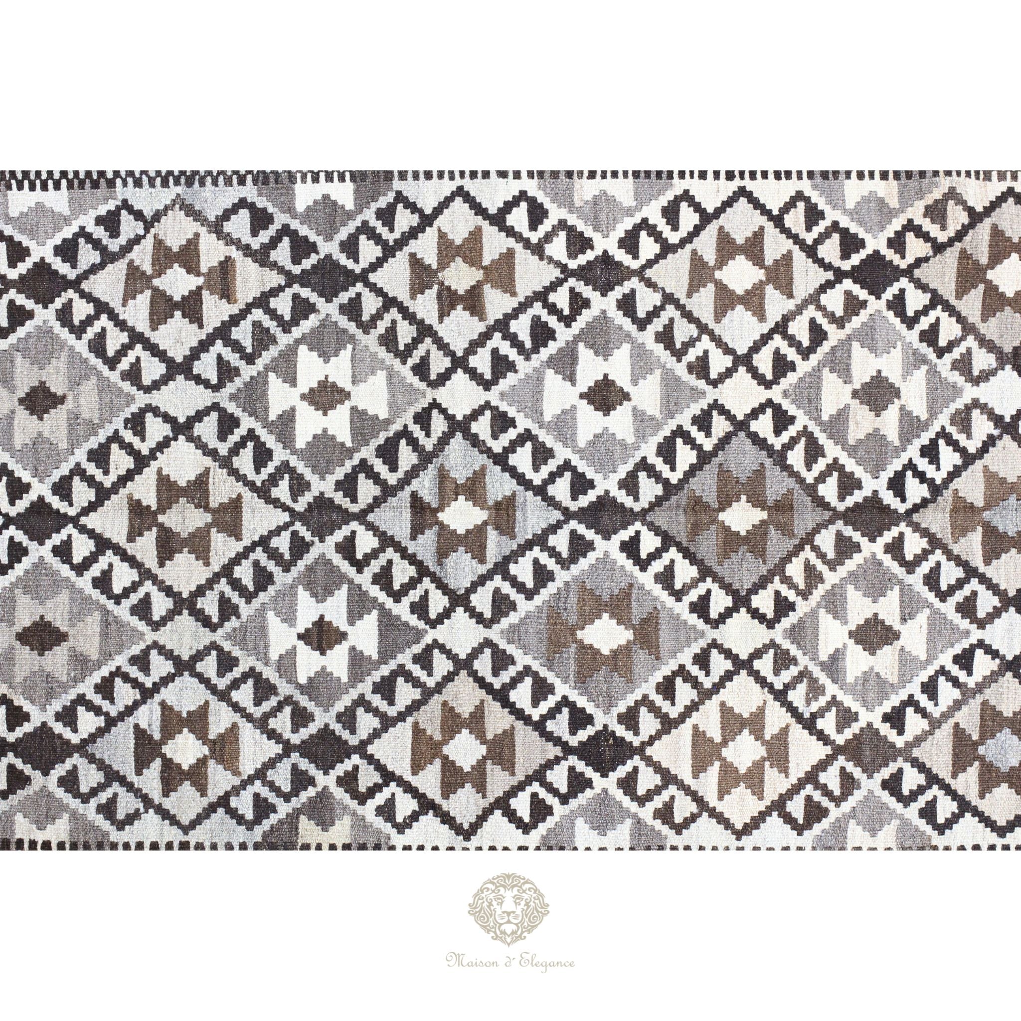 Alfombra Kilim Transicional Lana Geométrica 206 x 131 cm | Tintes Naturales