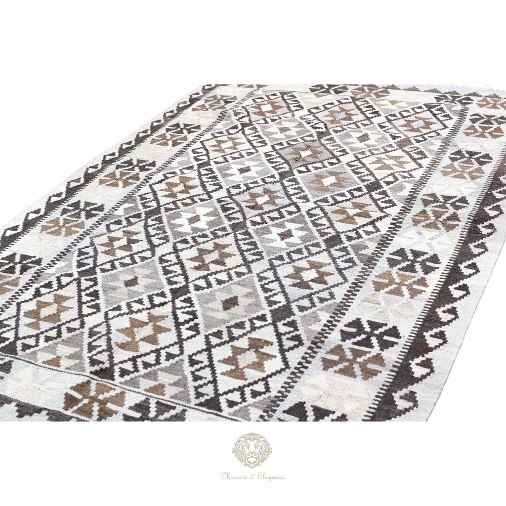 Alfombra Kilim Transicional Lana Geométrica 206 x 131 cm | Tintes Naturales