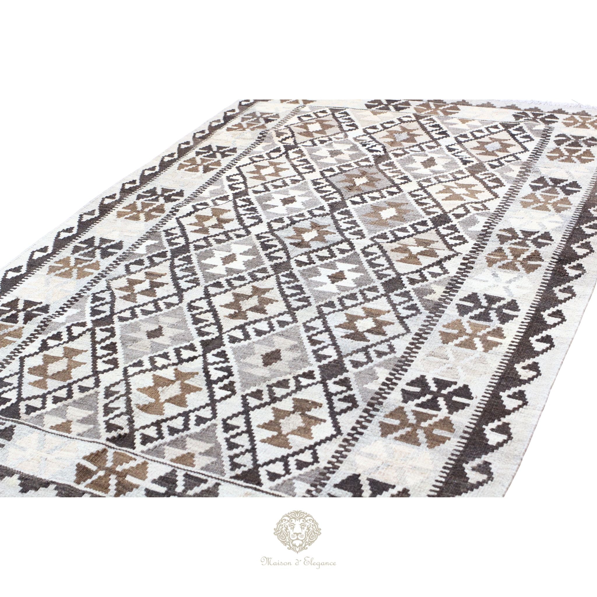 Alfombra Kilim Transicional Lana Geométrica 206 x 131 cm | Tintes Naturales