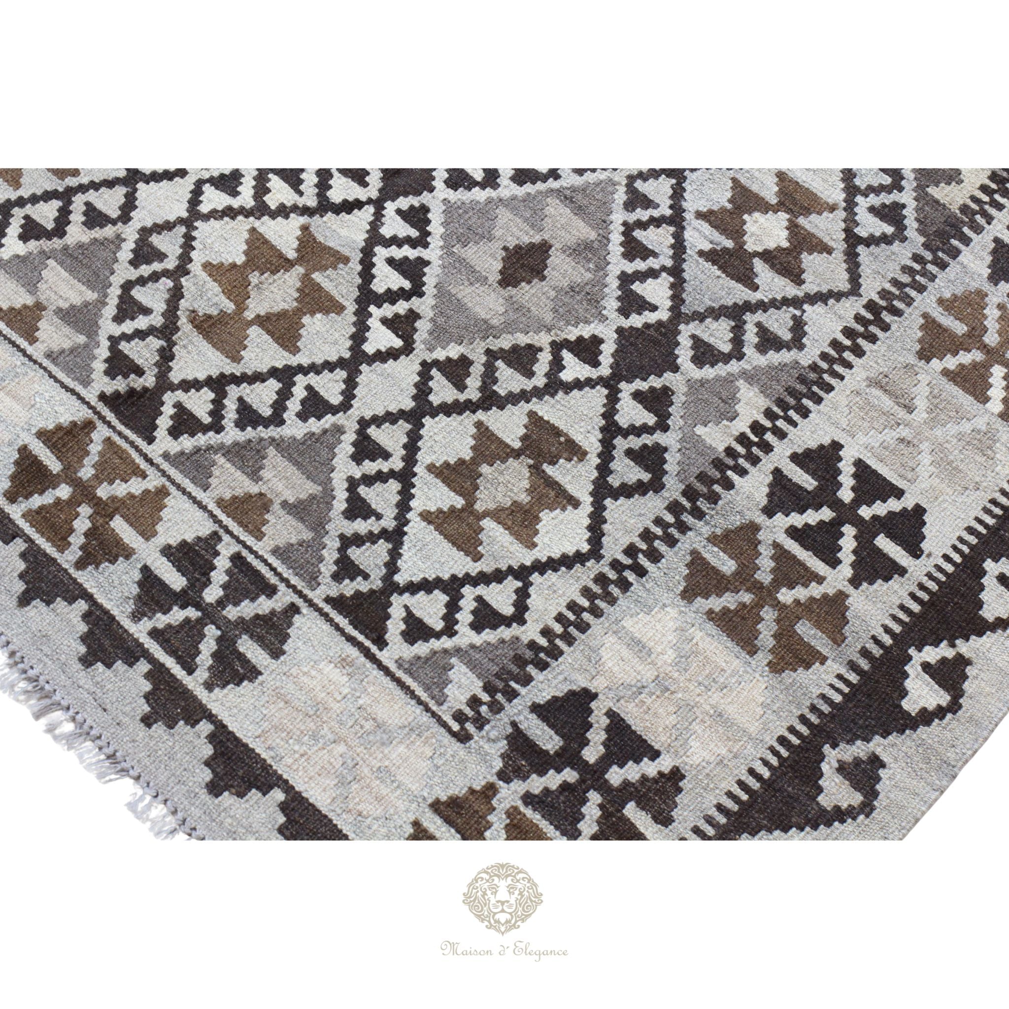 Alfombra Kilim Transicional Lana Geométrica 206 x 131 cm | Tintes Naturales