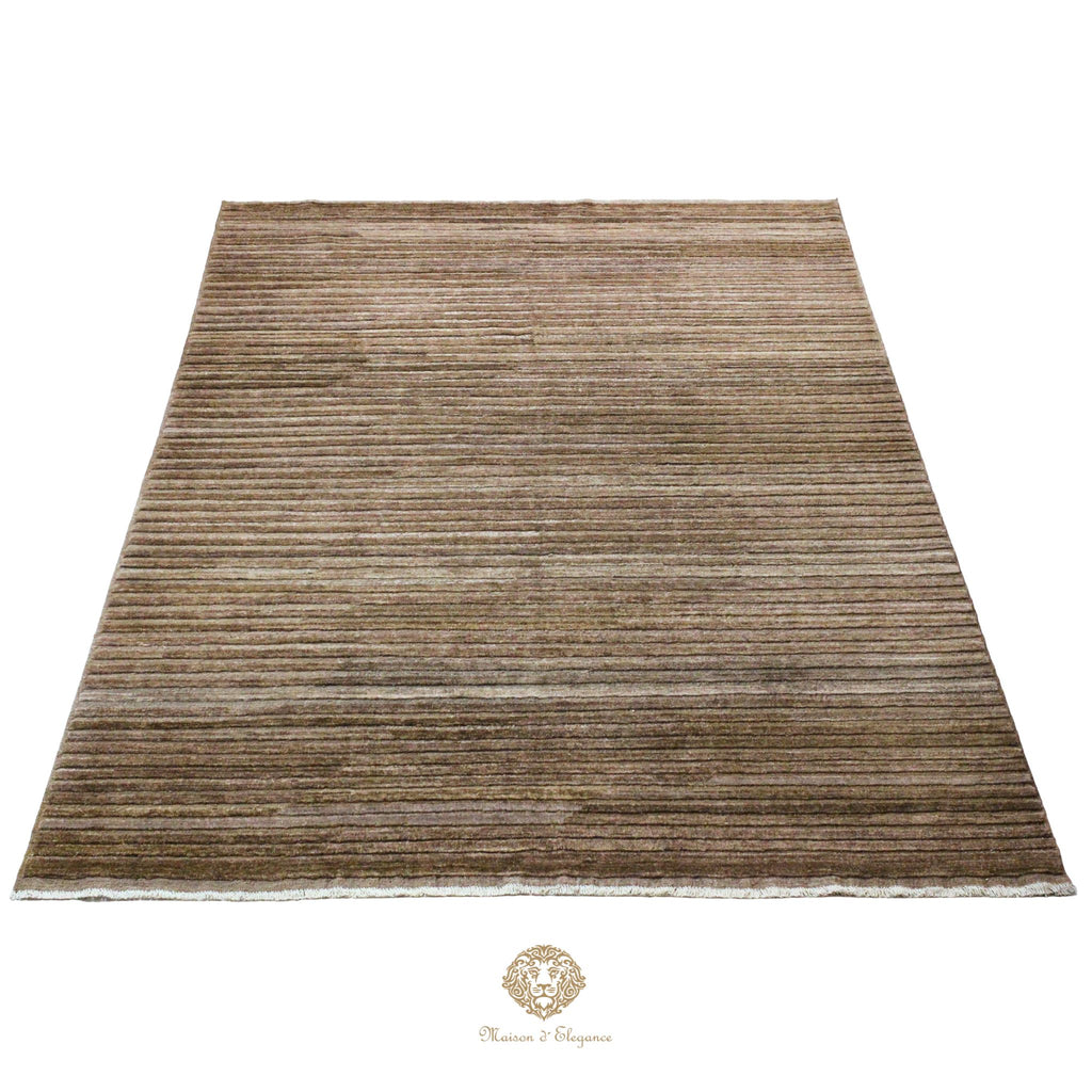 Alfombra Moderna Neutra Lana Rayas - Hecha a Mano 290 x 198 cm