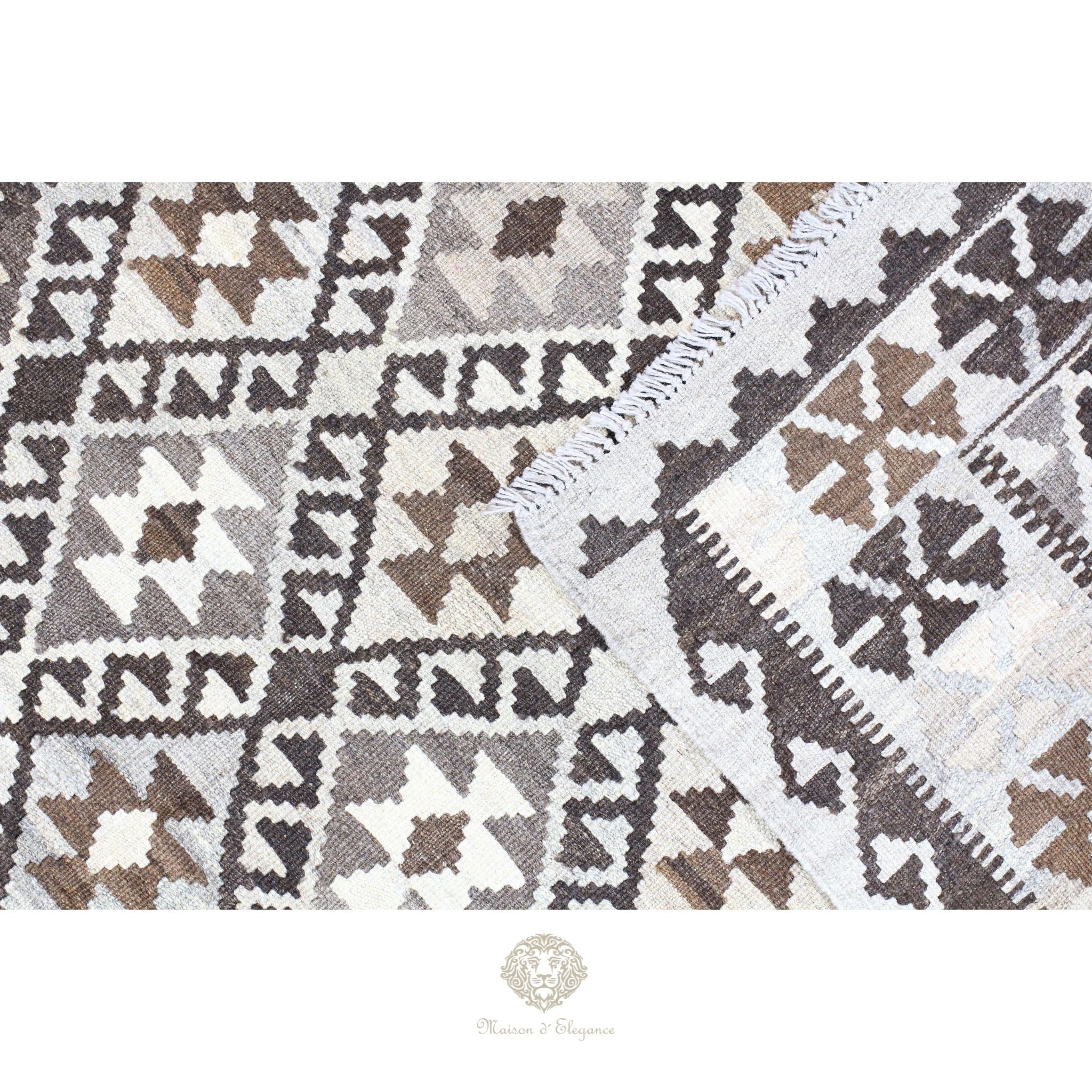 Alfombra Kilim Transicional Lana Geométrica 206 x 131 cm | Tintes Naturales