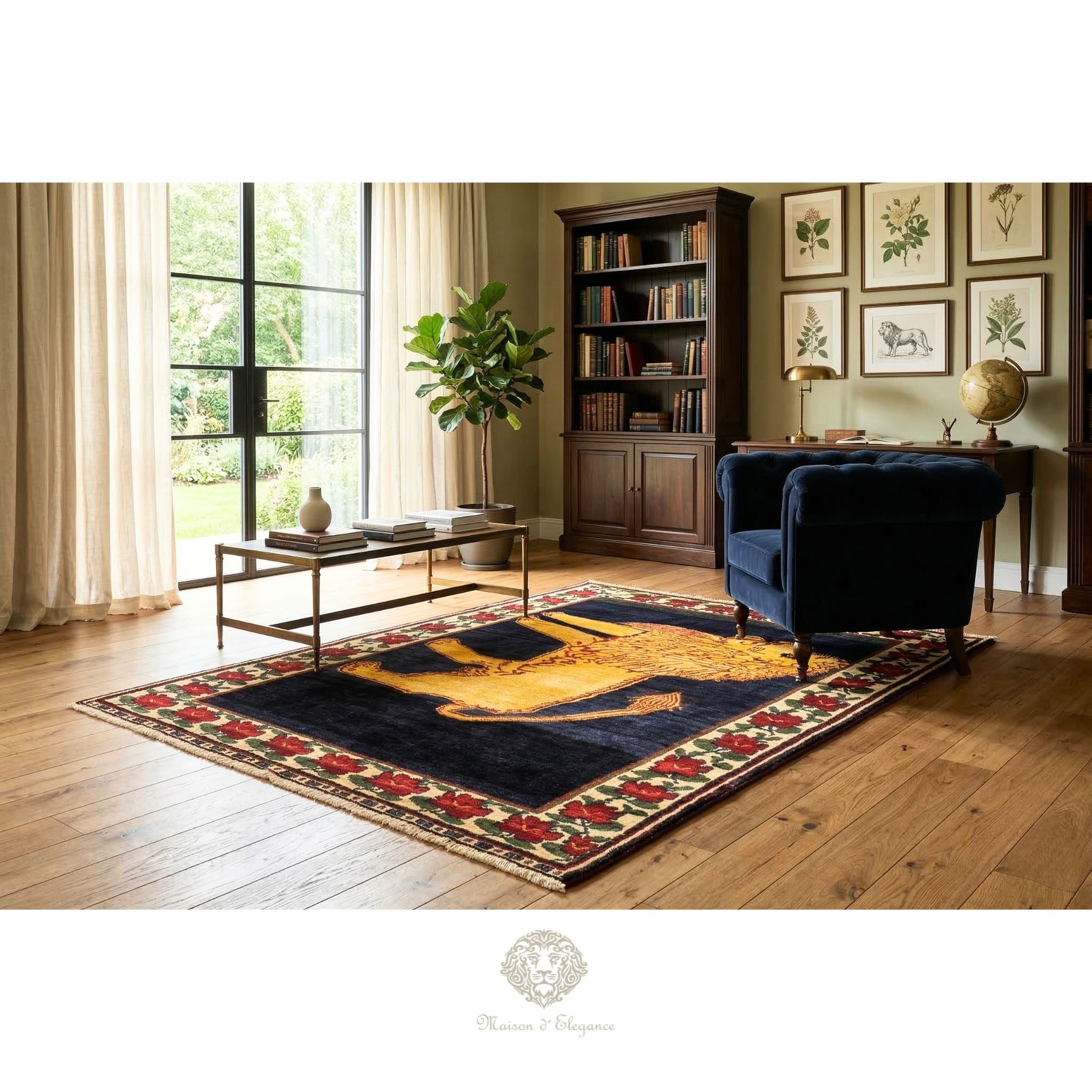 Alfombra Gabbeh Artesanal Diseño León - Hecha a Mano 244 x 156 cm