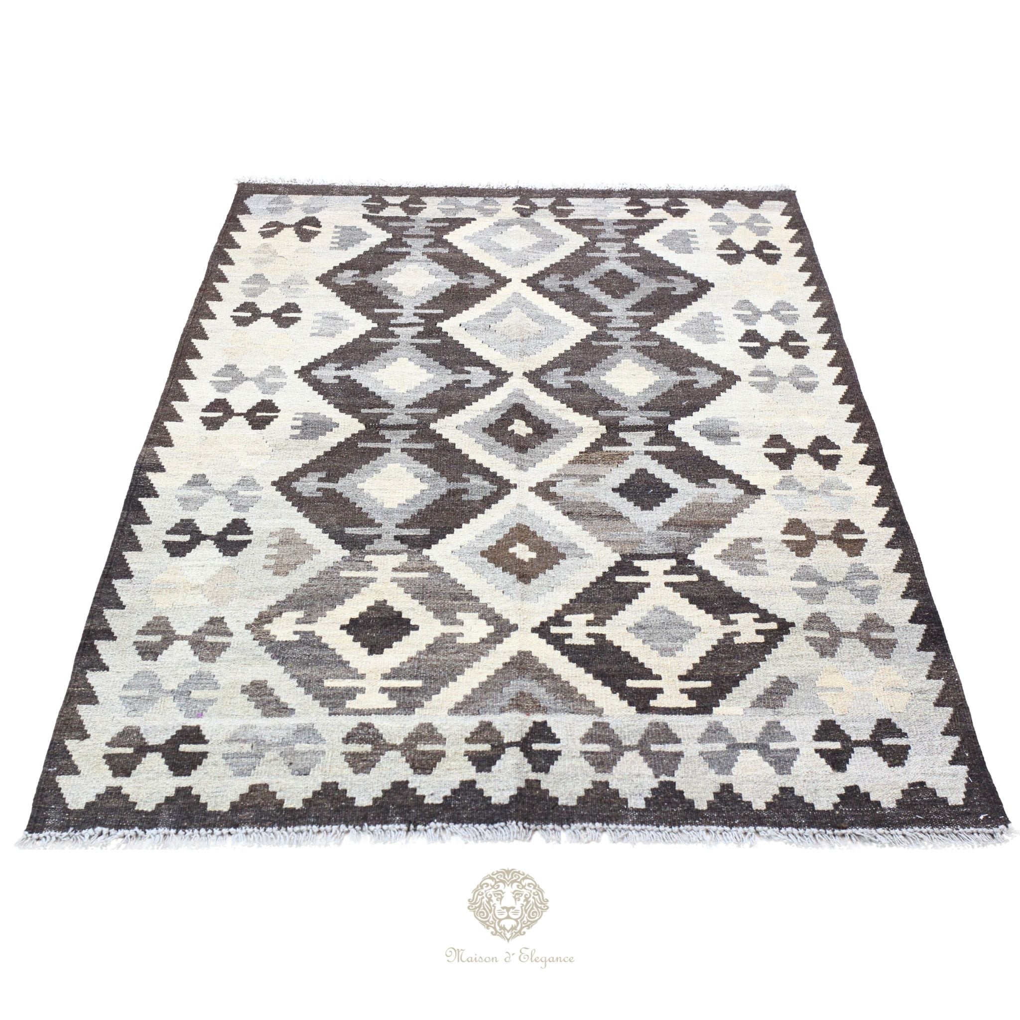 Alfombra Kilim Transicional Lana Geométrica 185 x 125 cm - Tintes Naturales