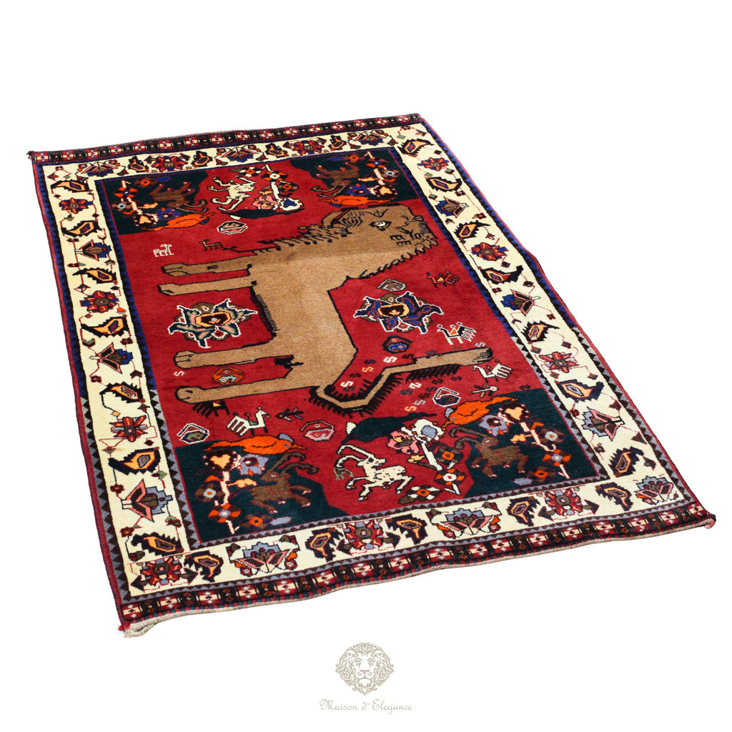 Alfombra Gabbeh Artesanal Diseño León - Hecha a Mano 174 x 116 cm