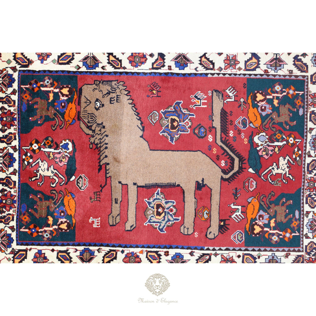Alfombra Gabbeh Artesanal Diseño León - Hecha a Mano 174 x 116 cm