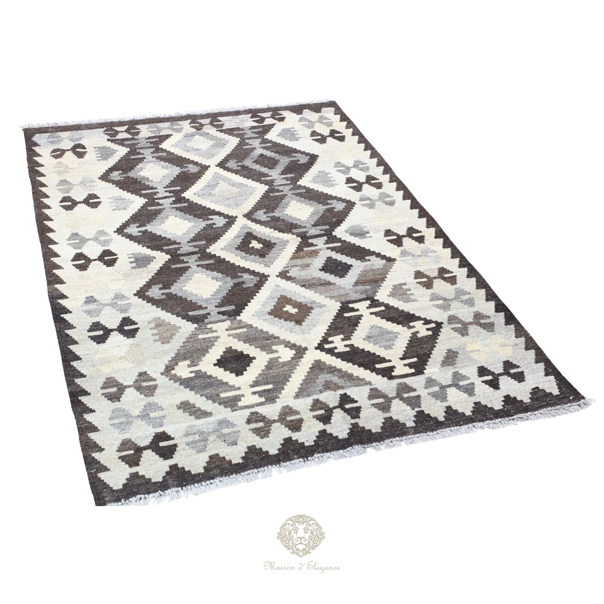 Alfombra Kilim Transicional Lana Geométrica 185 x 125 cm - Tintes Naturales