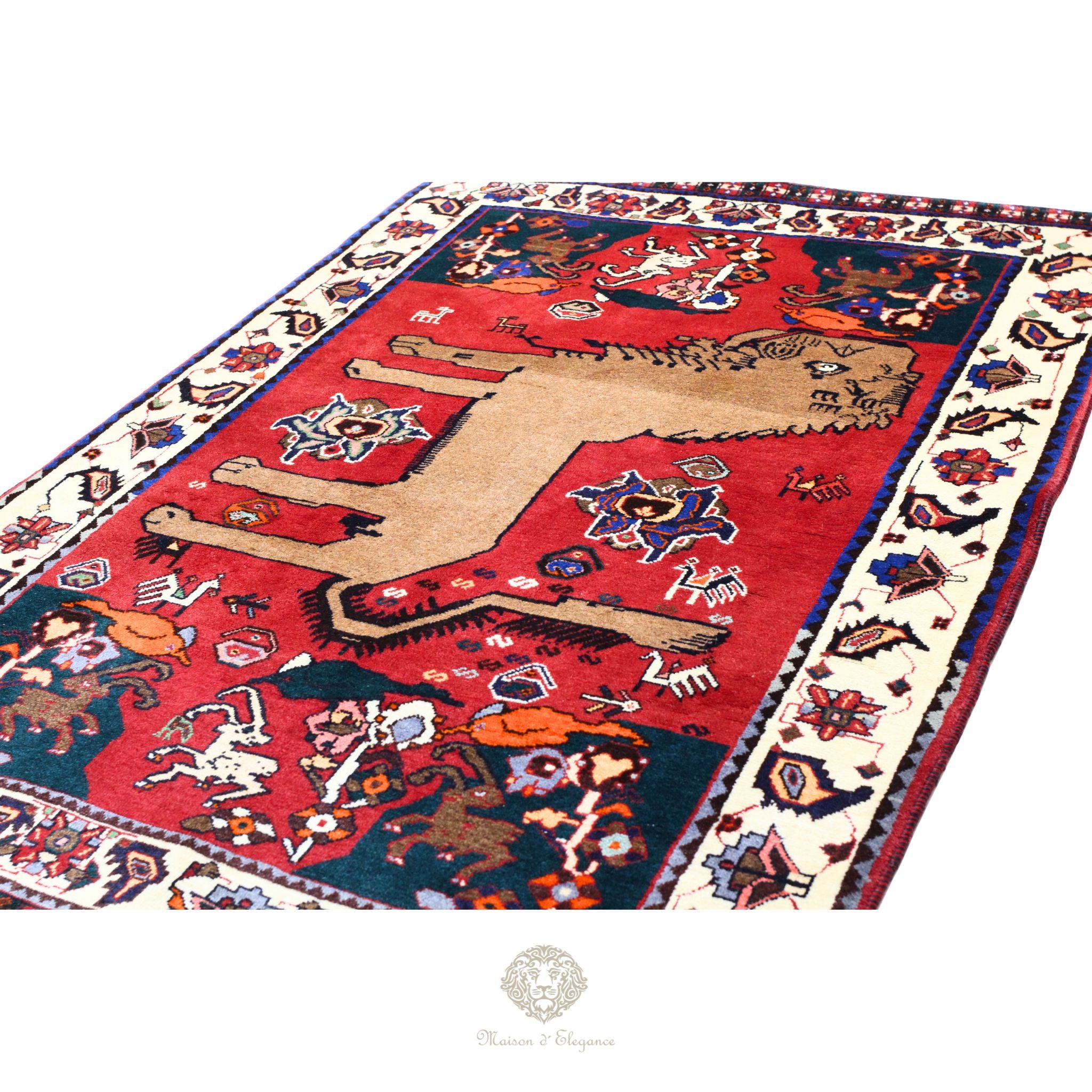 Alfombra Gabbeh Artesanal Diseño León - Hecha a Mano 174 x 116 cm