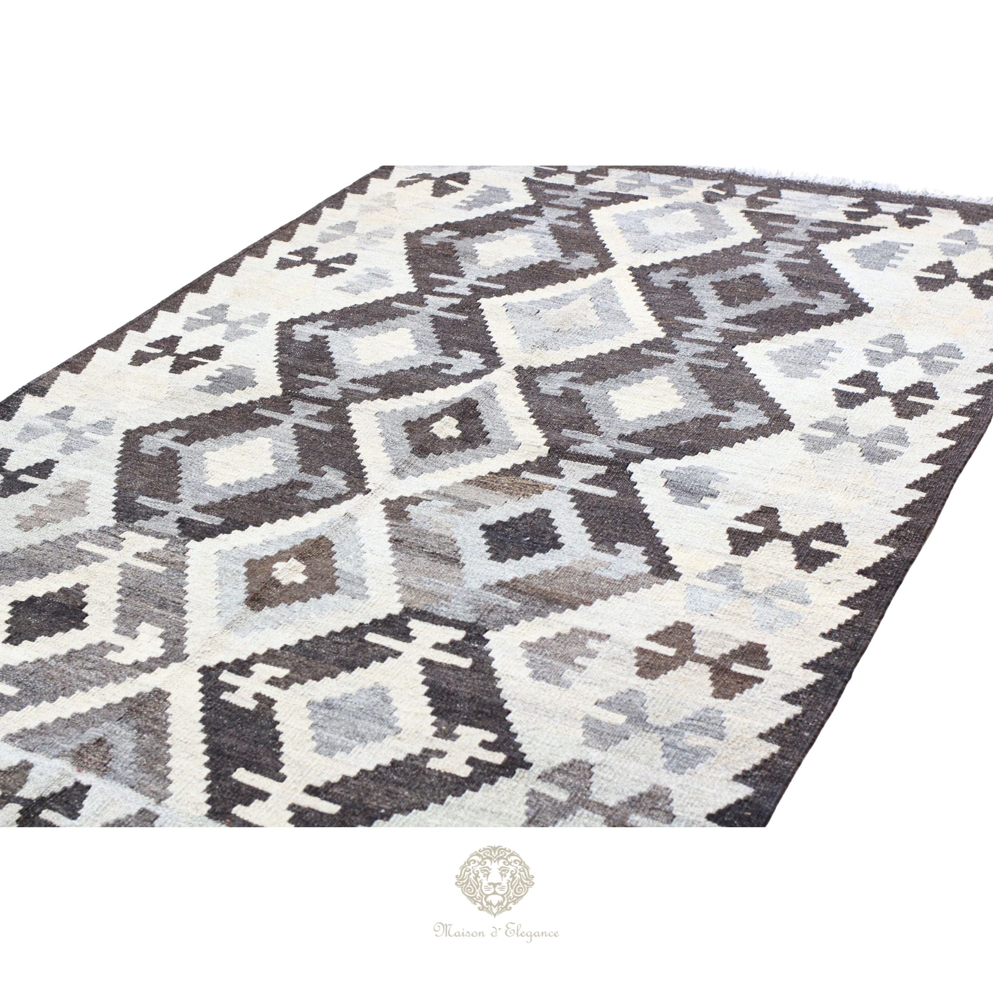 Alfombra Kilim Transicional Lana Geométrica 185 x 125 cm - Tintes Naturales