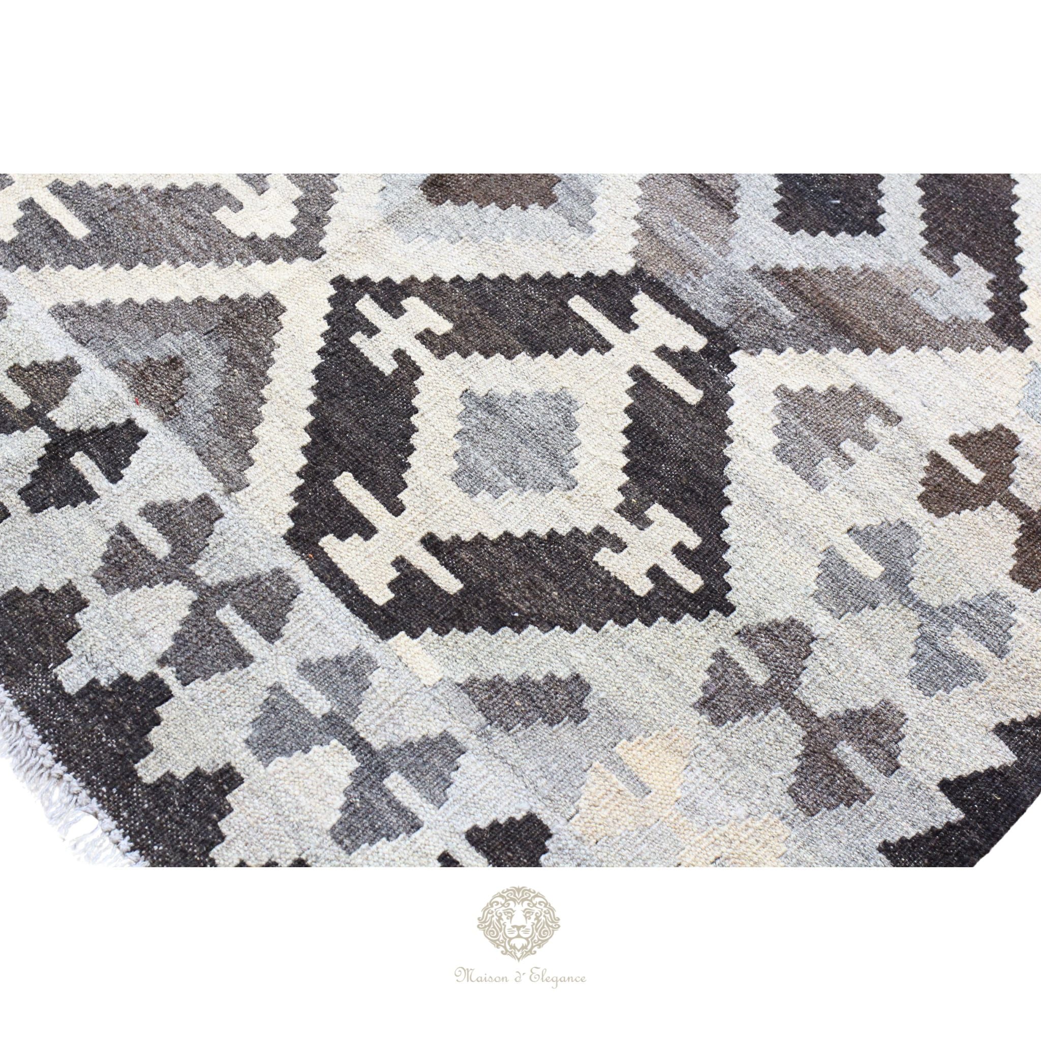 Alfombra Kilim Transicional Lana Geométrica 185 x 125 cm - Tintes Naturales