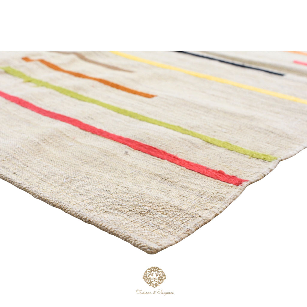 Kilim única moderna Tejido a Mano | Alfombra Plana de Lana y Seda con Tintes Naturales 289 x 197 cm