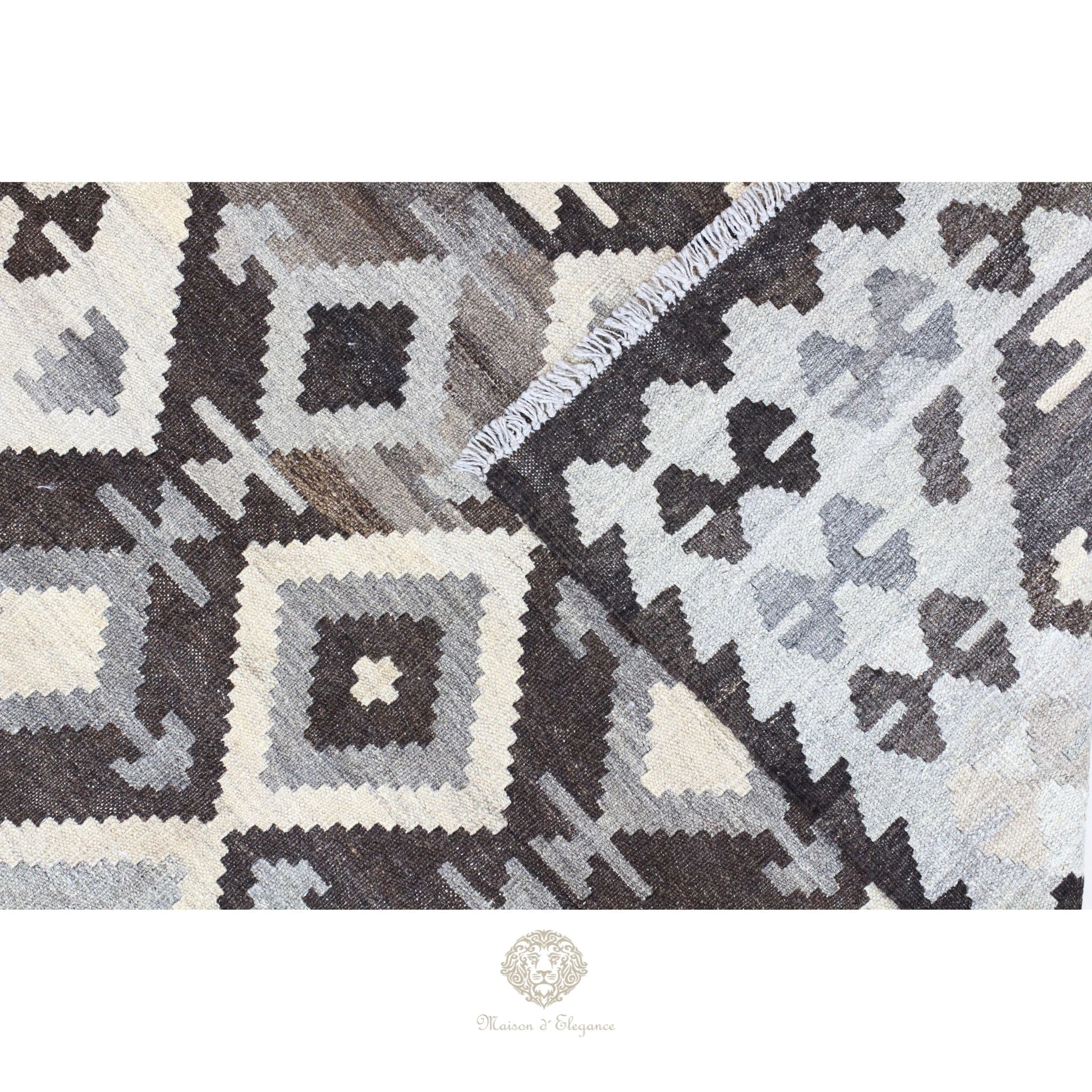 Alfombra Kilim Transicional Lana Geométrica 185 x 125 cm - Tintes Naturales