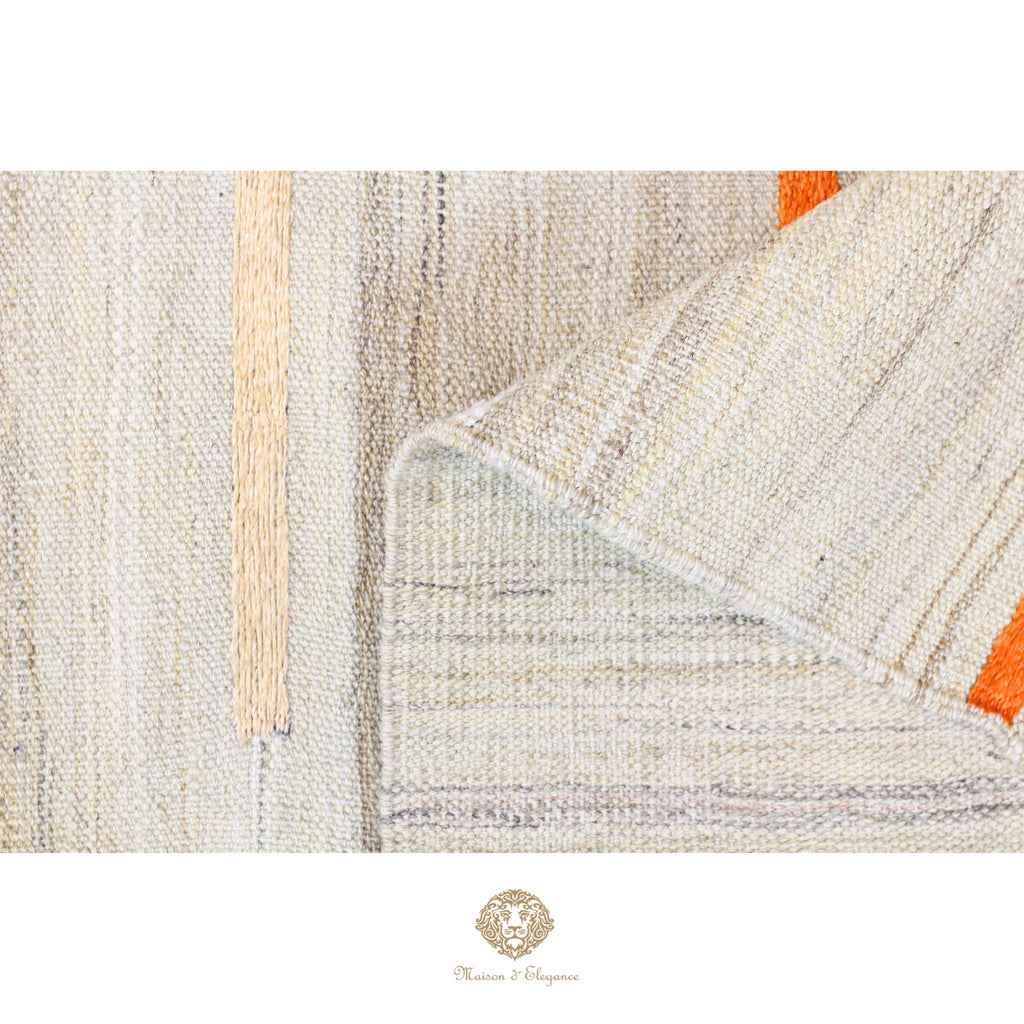 Kilim única moderna Tejido a Mano | Alfombra Plana de Lana y Seda con Tintes Naturales 289 x 197 cm