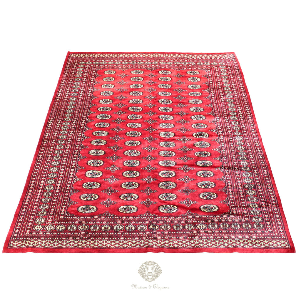 Alfombra Bukhara Fino Bordó Lana Natural Diseño Oriental | Lana 300 x 199 cm