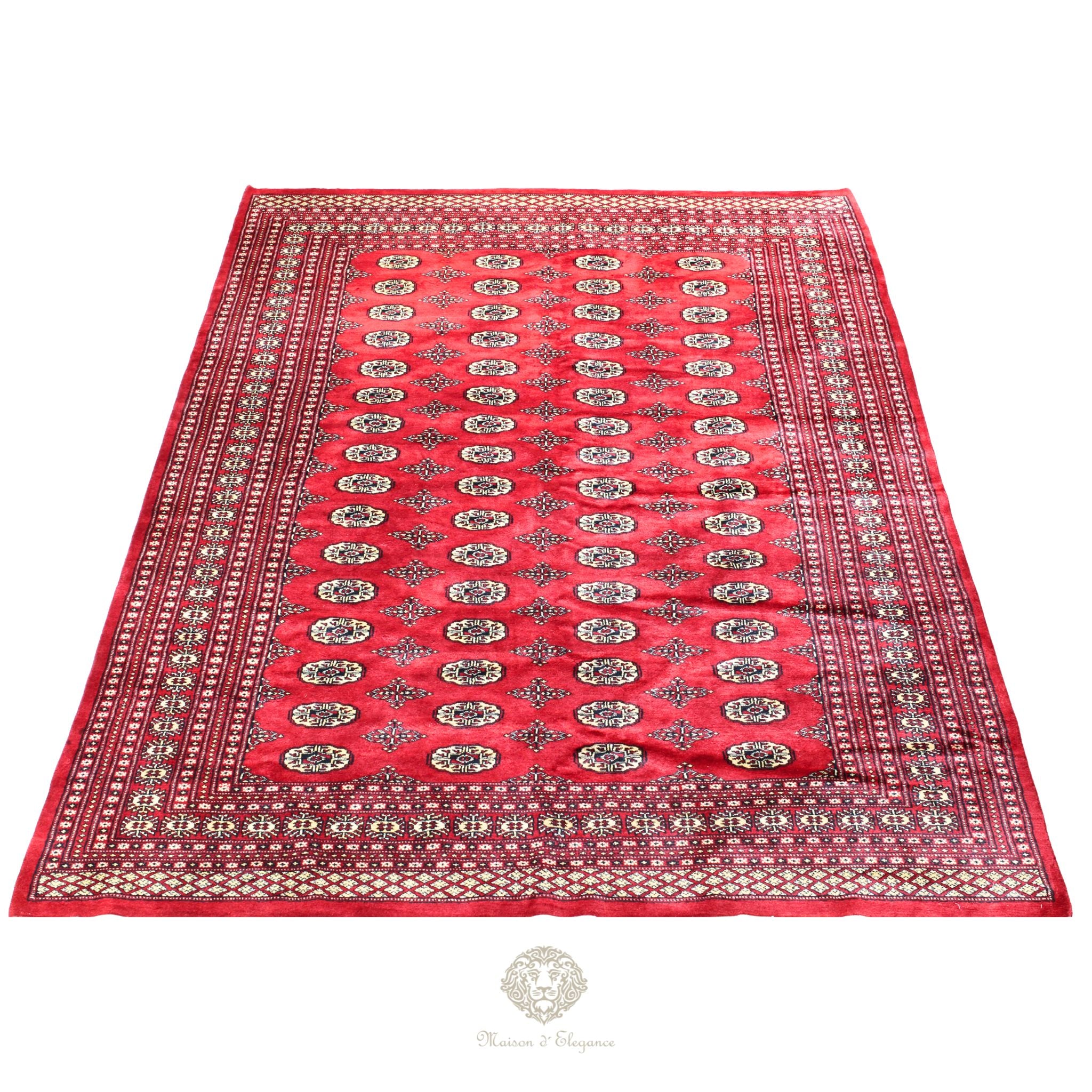 Alfombra Bukhara Fino Bordó Lana Natural Diseño Oriental | Lana 300 x 199 cm