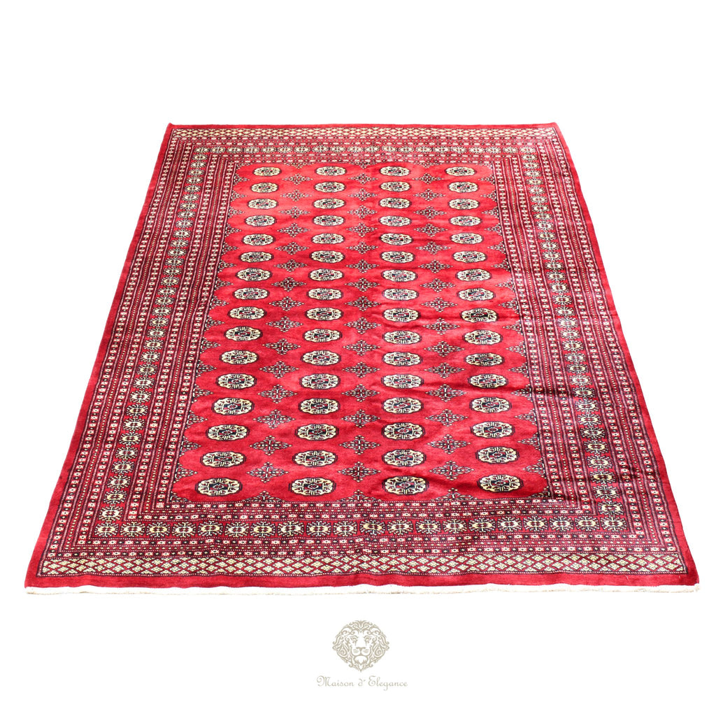 Alfombra Bukhara Fino Bordó Lana Natural Diseño Oriental | Lana 300 x 199 cm