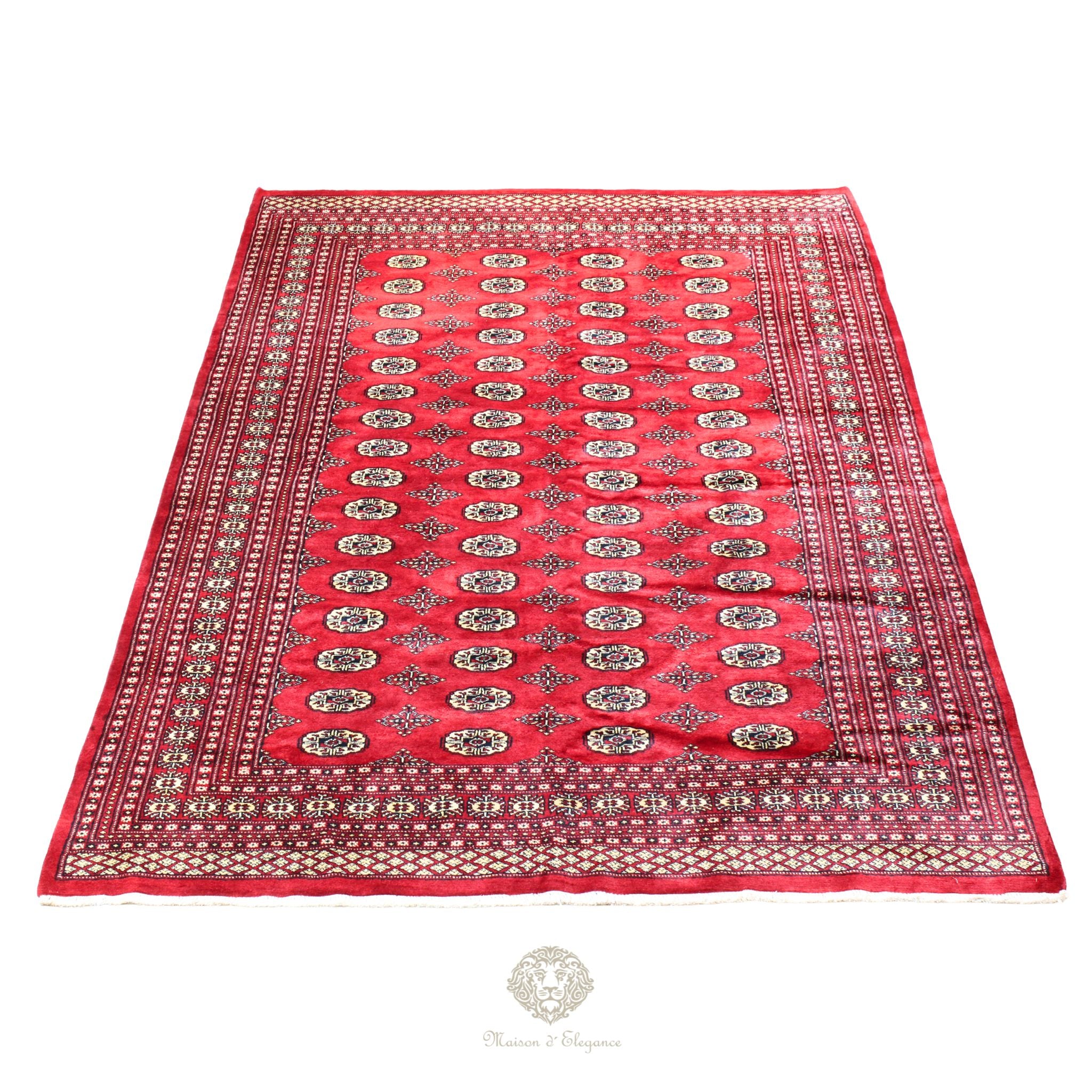 Alfombra Bukhara Fino Bordó Lana Natural Diseño Oriental | Lana 300 x 199 cm