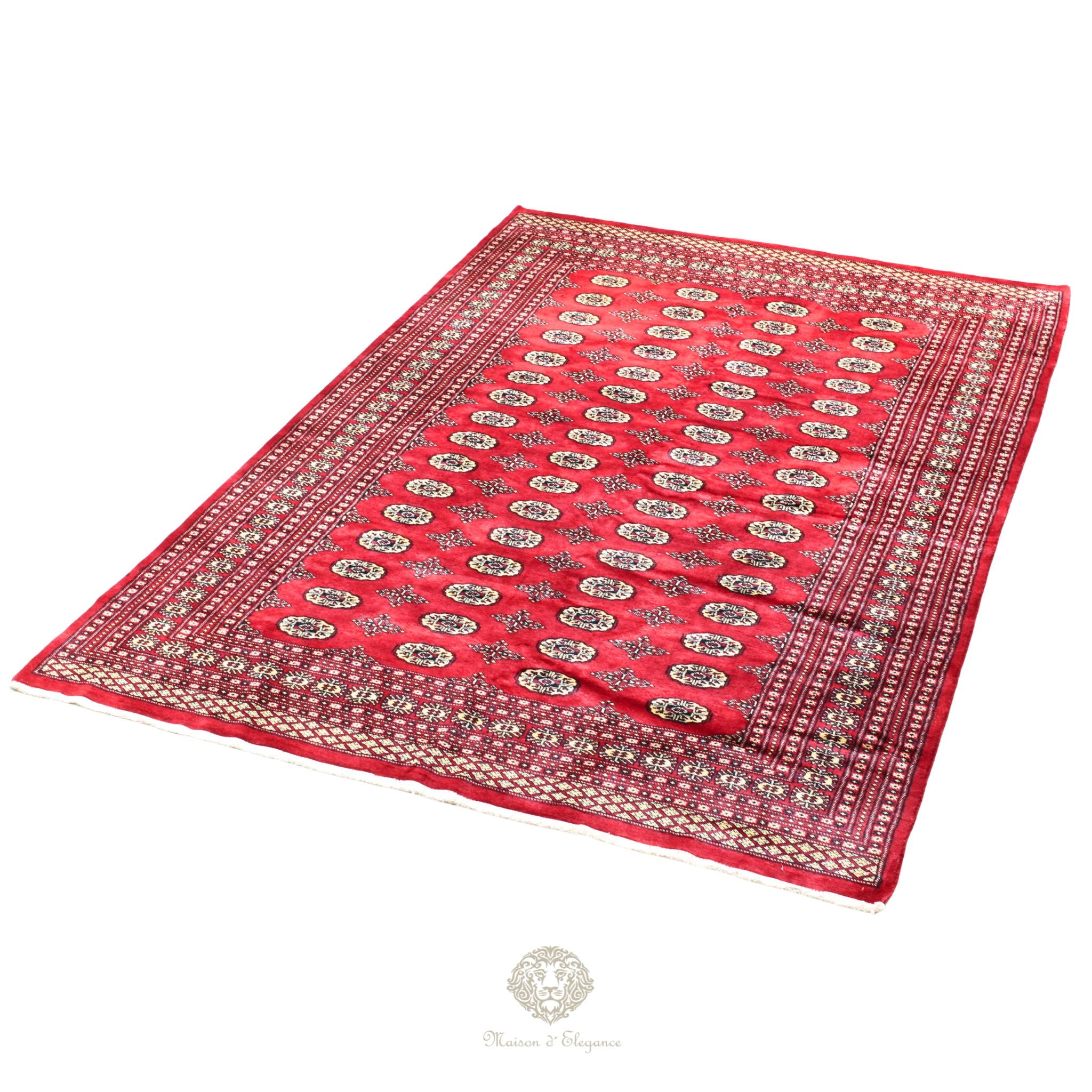 Alfombra Bukhara Fino Bordó Lana Natural Diseño Oriental | Lana 300 x 199 cm