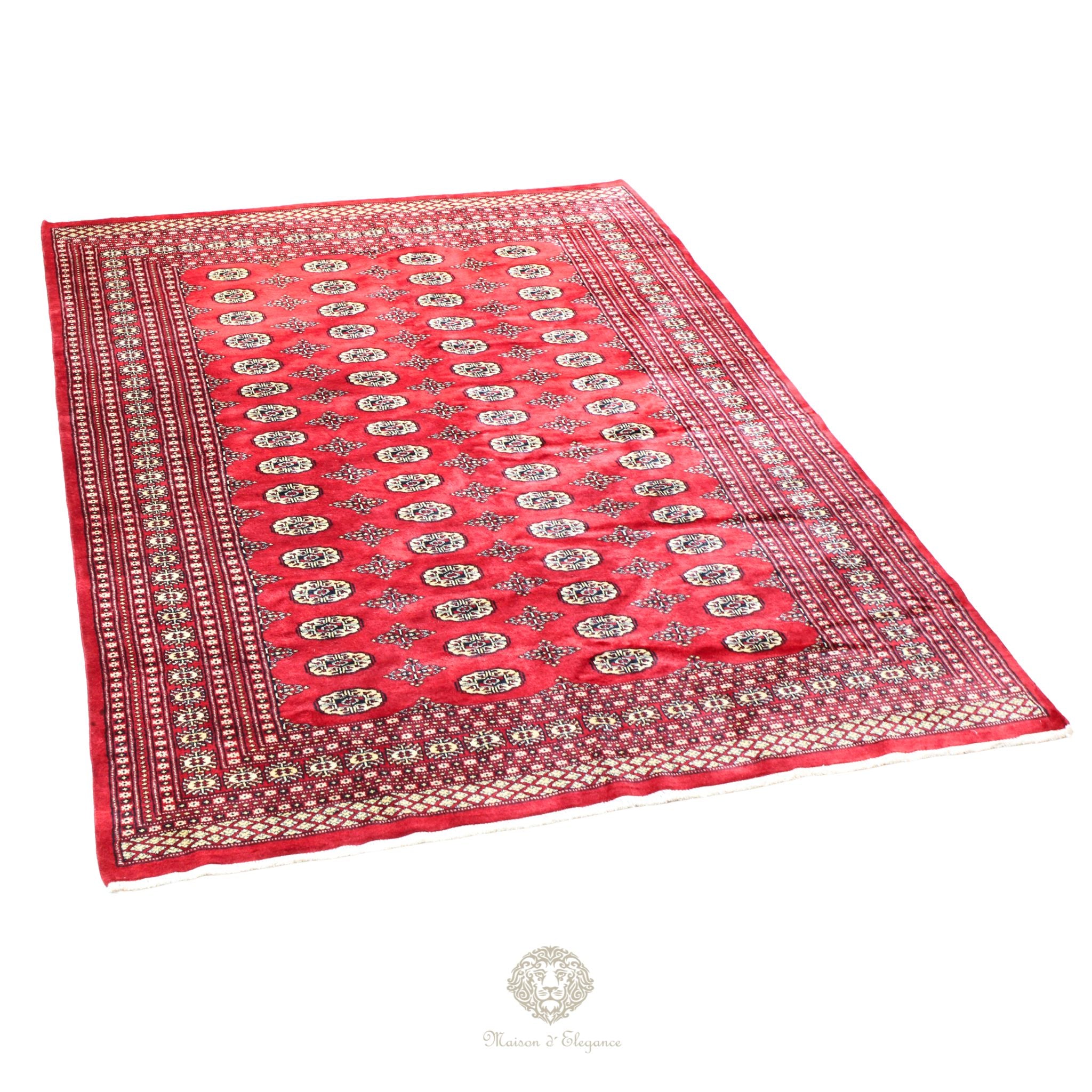Alfombra Bukhara Fino Bordó Lana Natural Diseño Oriental | Lana 300 x 199 cm