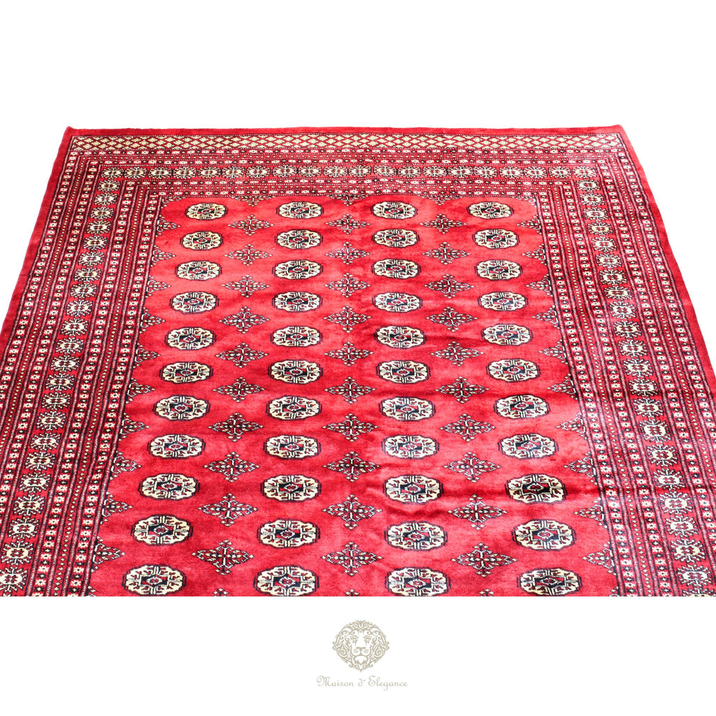 Alfombra Bukhara Fino Bordó Lana Natural Diseño Oriental | Lana 300 x 199 cm