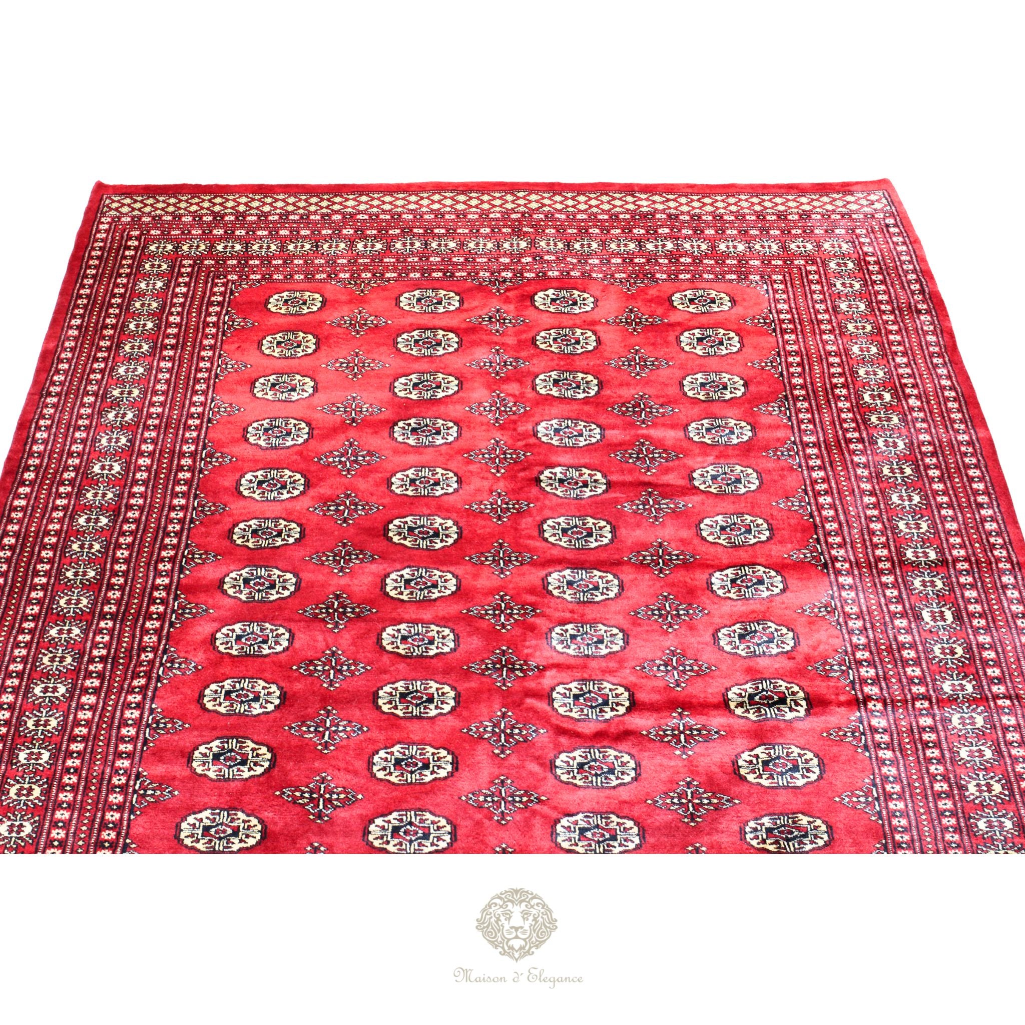Alfombra Bukhara Fino Bordó Lana Natural Diseño Oriental | Lana 300 x 199 cm