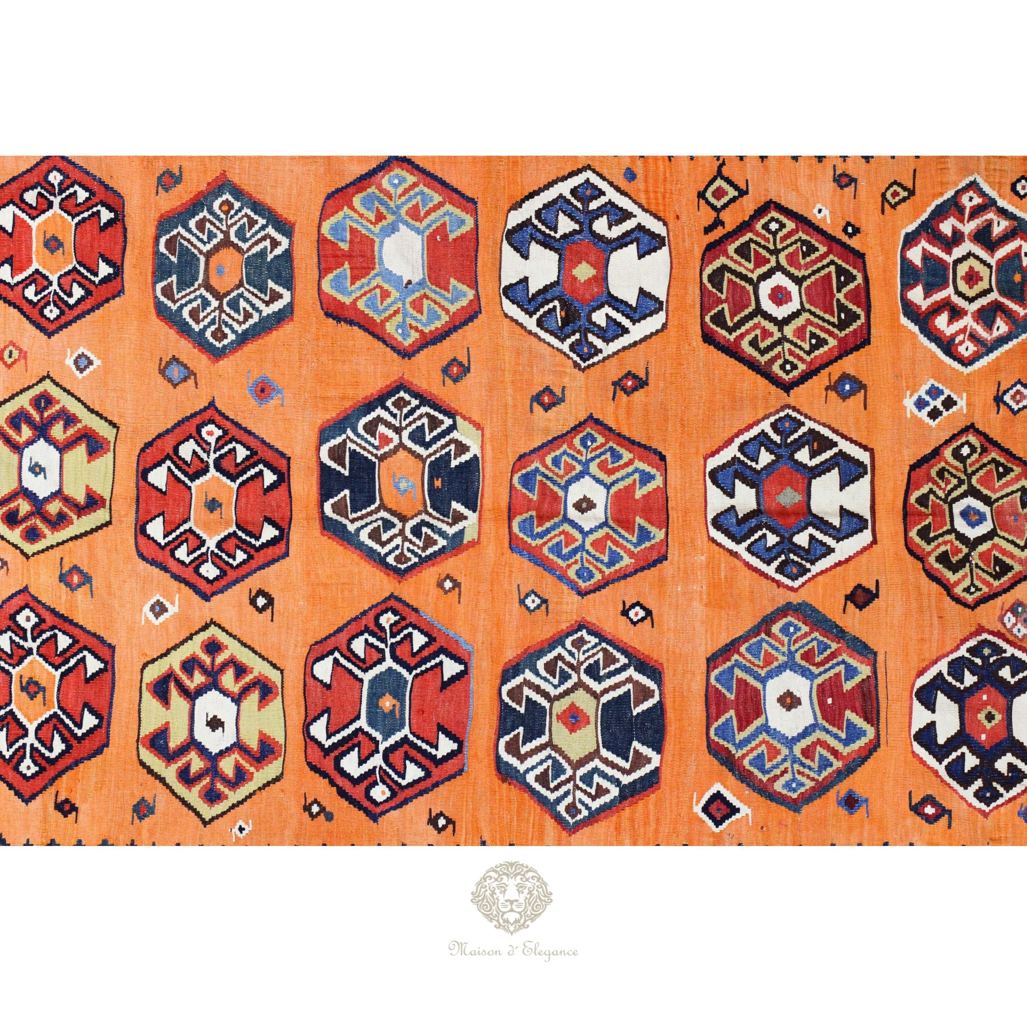 Alfombra Kilim Persa Qashqai Antigua Lana | Diseño Geométrico 250 x 151 cm