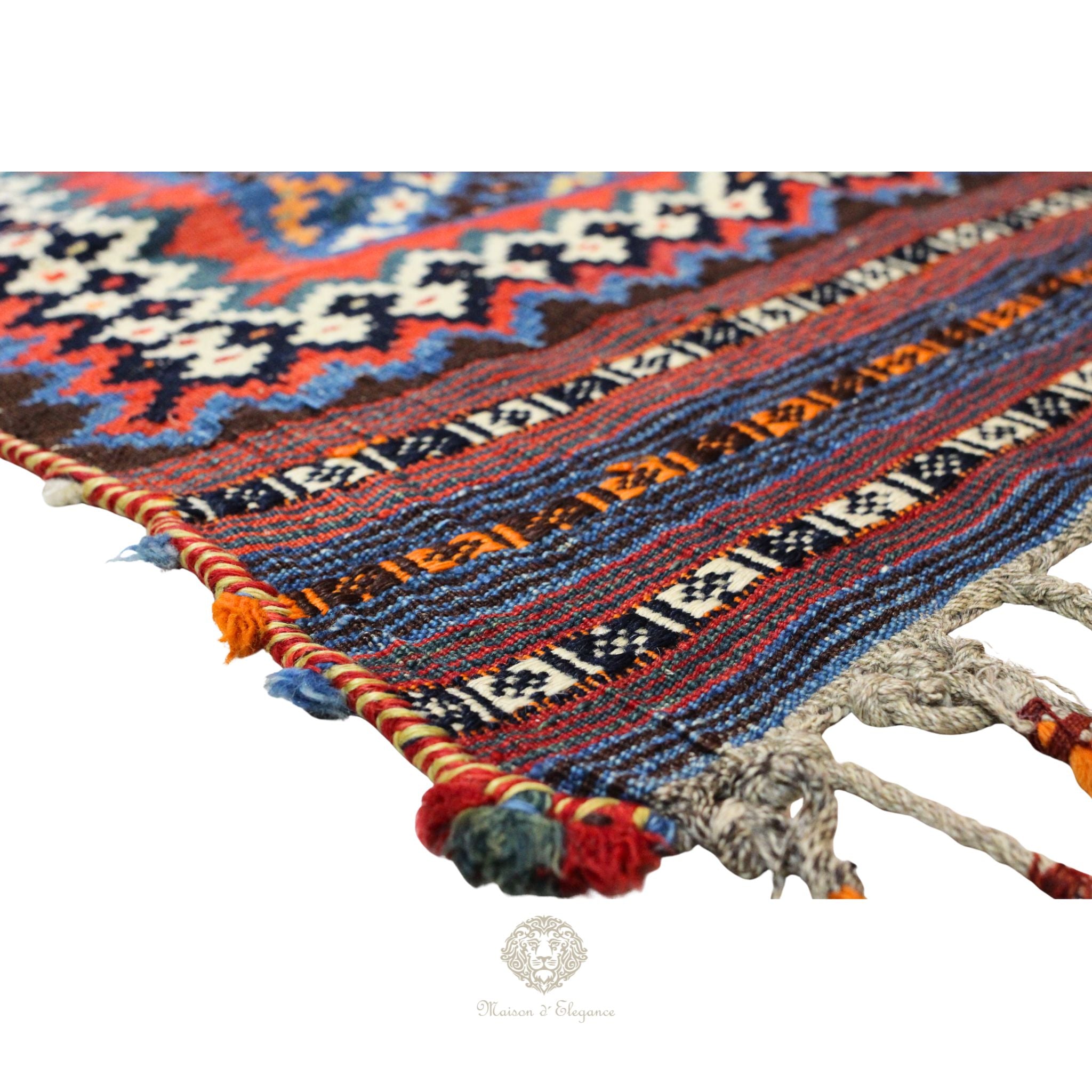 Alfombra Kilim Persa Qashqai Antigua Lana | Diseño Geométrico 250 x 151 cm