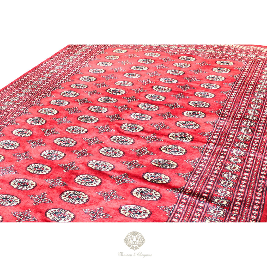 Alfombra Bukhara Fino Bordó Lana Natural Diseño Oriental | Lana 300 x 199 cm