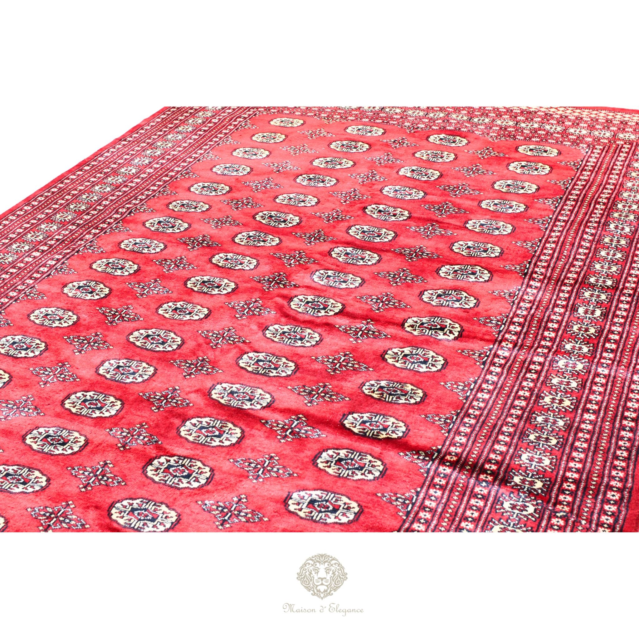 Alfombra Bukhara Fino Bordó Lana Natural Diseño Oriental | Lana 300 x 199 cm