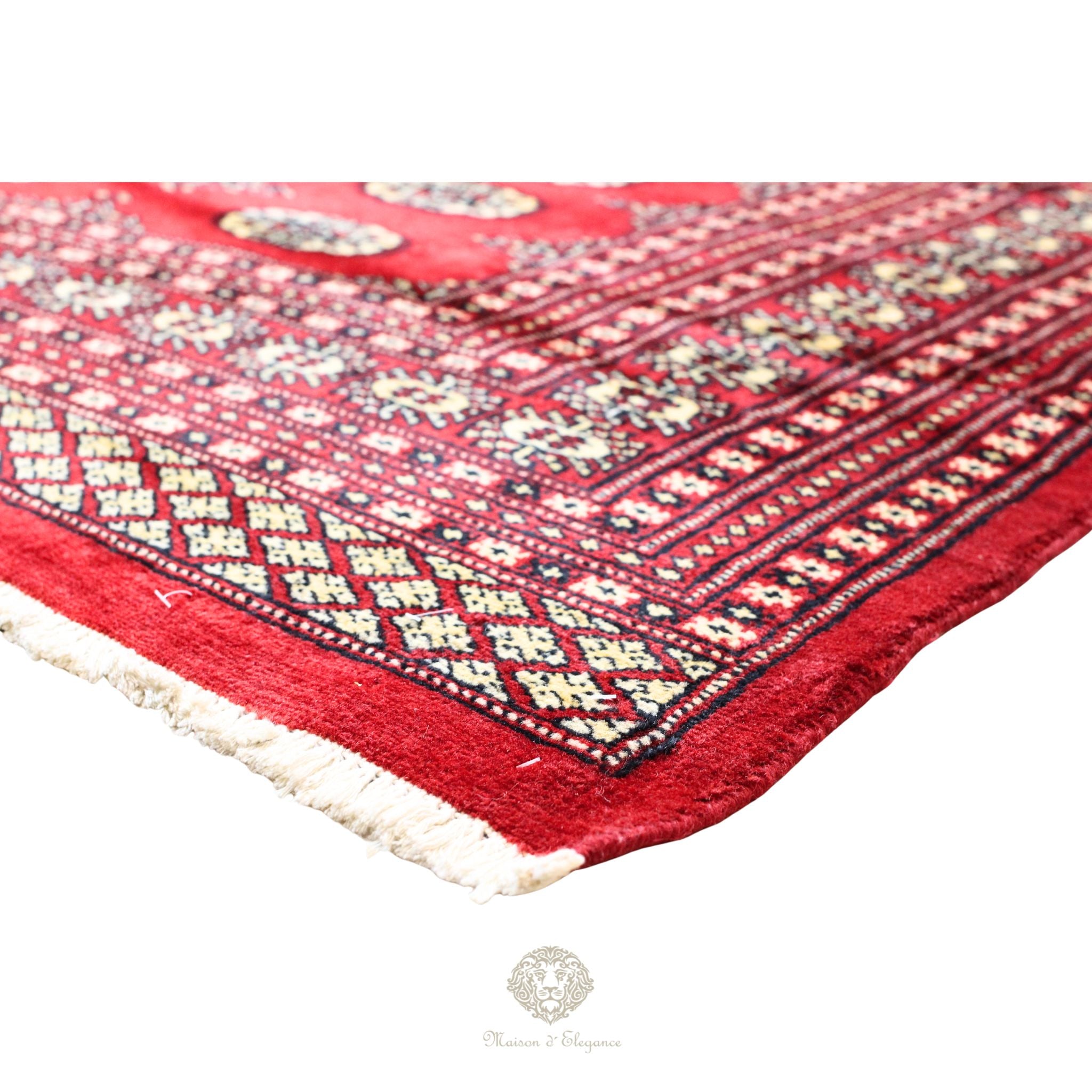 Alfombra Bukhara Fino Bordó Lana Natural Diseño Oriental | Lana 300 x 199 cm