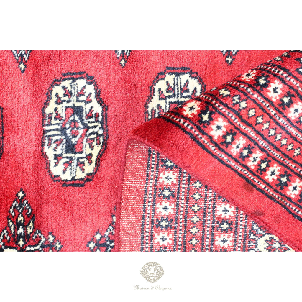 Alfombra Bukhara Fino Bordó Lana Natural Diseño Oriental | Lana 300 x 199 cm