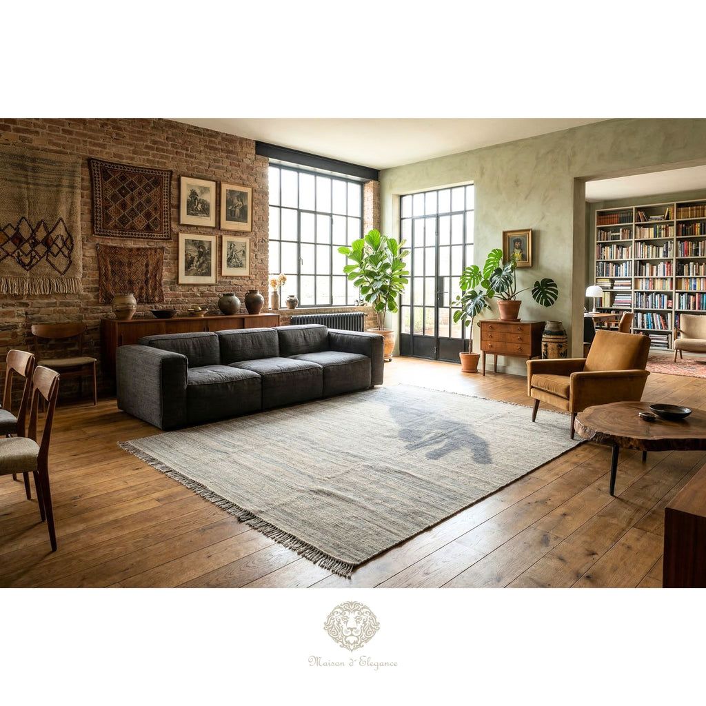Kilim Persa Avangard Contemporáneo de Lana 268x202 cm | Diseño Pictórico