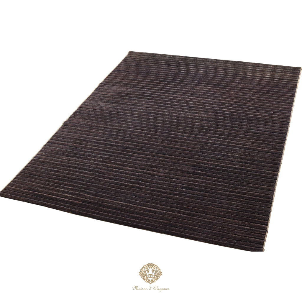 Alfombra Moderna Oscura Lana Rayas | Hecha a Mano 293 x 219 cm