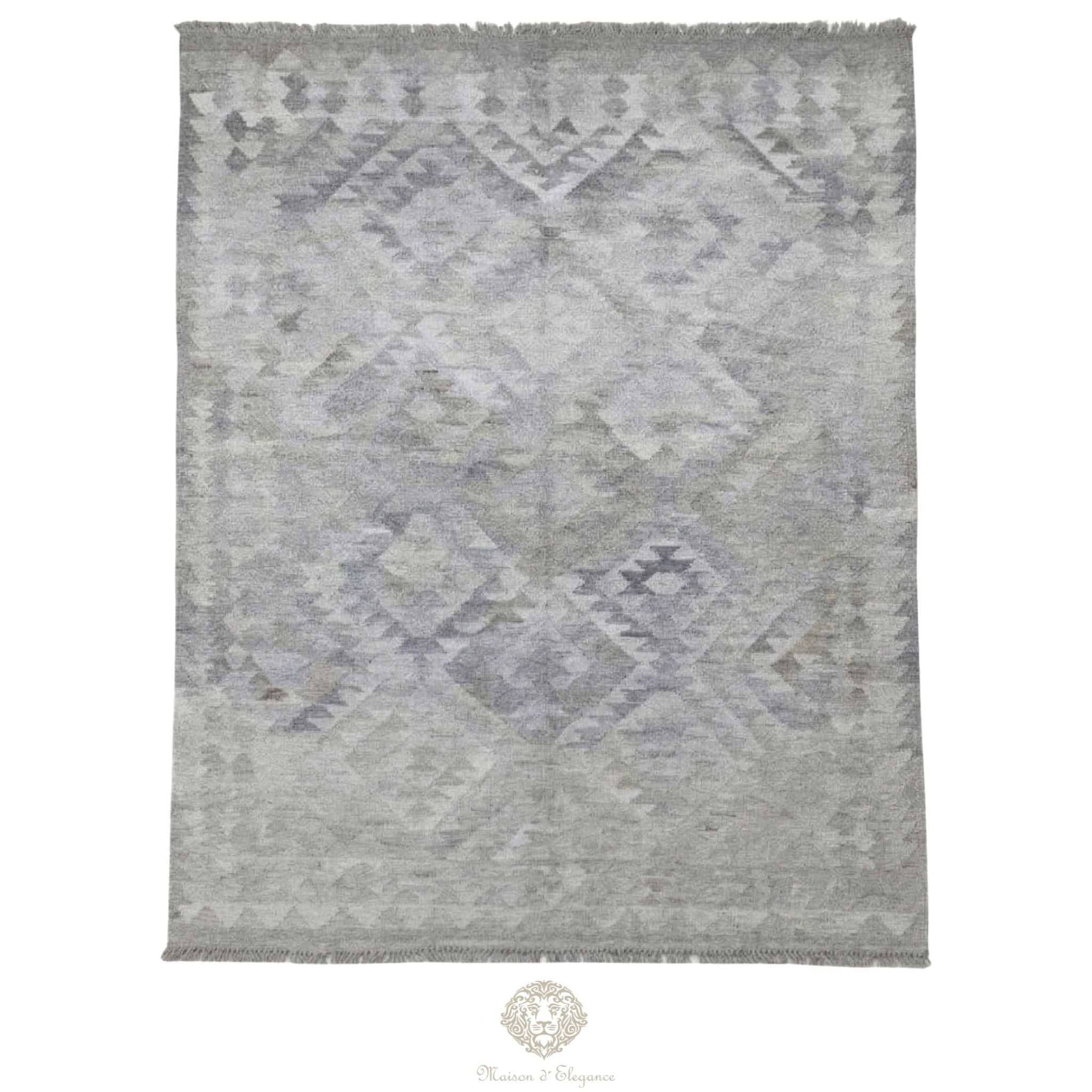 Alfombra Kilim Transicional Lana Geométrica 200 x 130 cm - Tintes Naturales