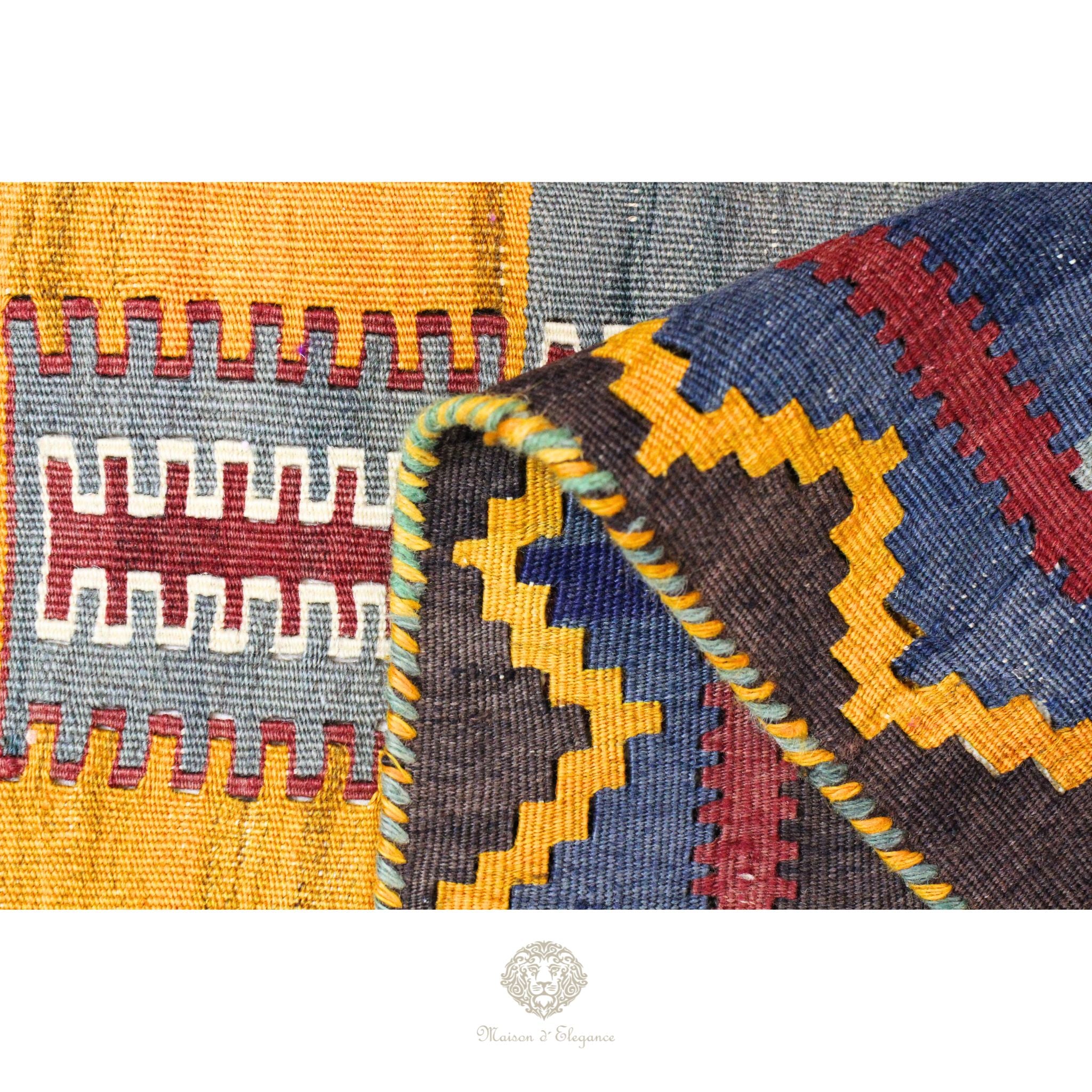 Alfombra Kilim Persa Qashqai Antigua Lana | Diseño Geométrico 201 x 122 cm