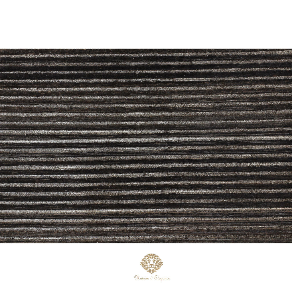 Alfombra Moderna Oscura Lana Rayas - Hecha a Mano 270 x 188 cm Marrón