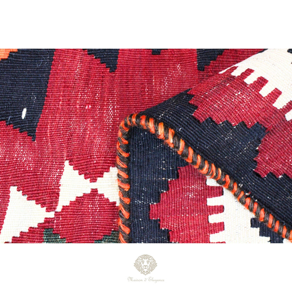 Alfombra Kilim Persa Qashqai Antigua Lana | Diseño Geométrico 255 x 150 cm
