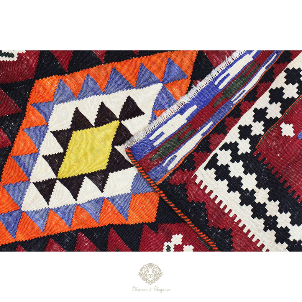 Alfombra Kilim Persa Qashqai Antigua Lana | Diseño Geométrico 255 x 150 cm
