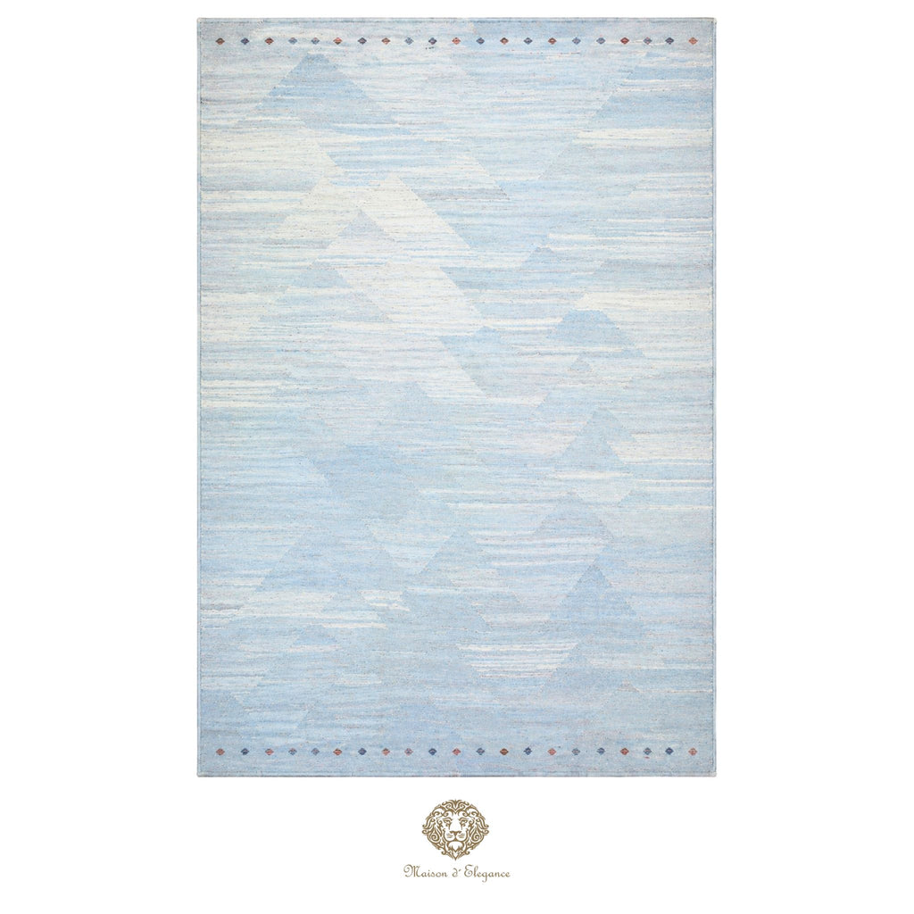 Alfombra Kilim moderna de lana lisa en color azul con tejido plano | Colección Maison Zagros 262x342 cm