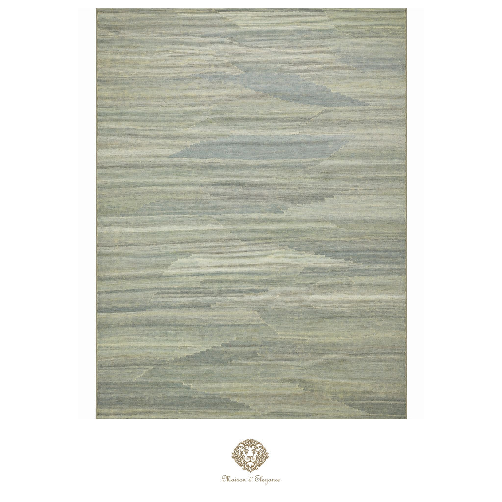 Textured area rug with a pattern on a green background