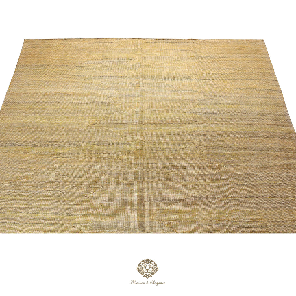 Alfombra Kilim moderna de lana lisa en color neutro con tejido plano | Colección Maison Zagros 206x291 cm