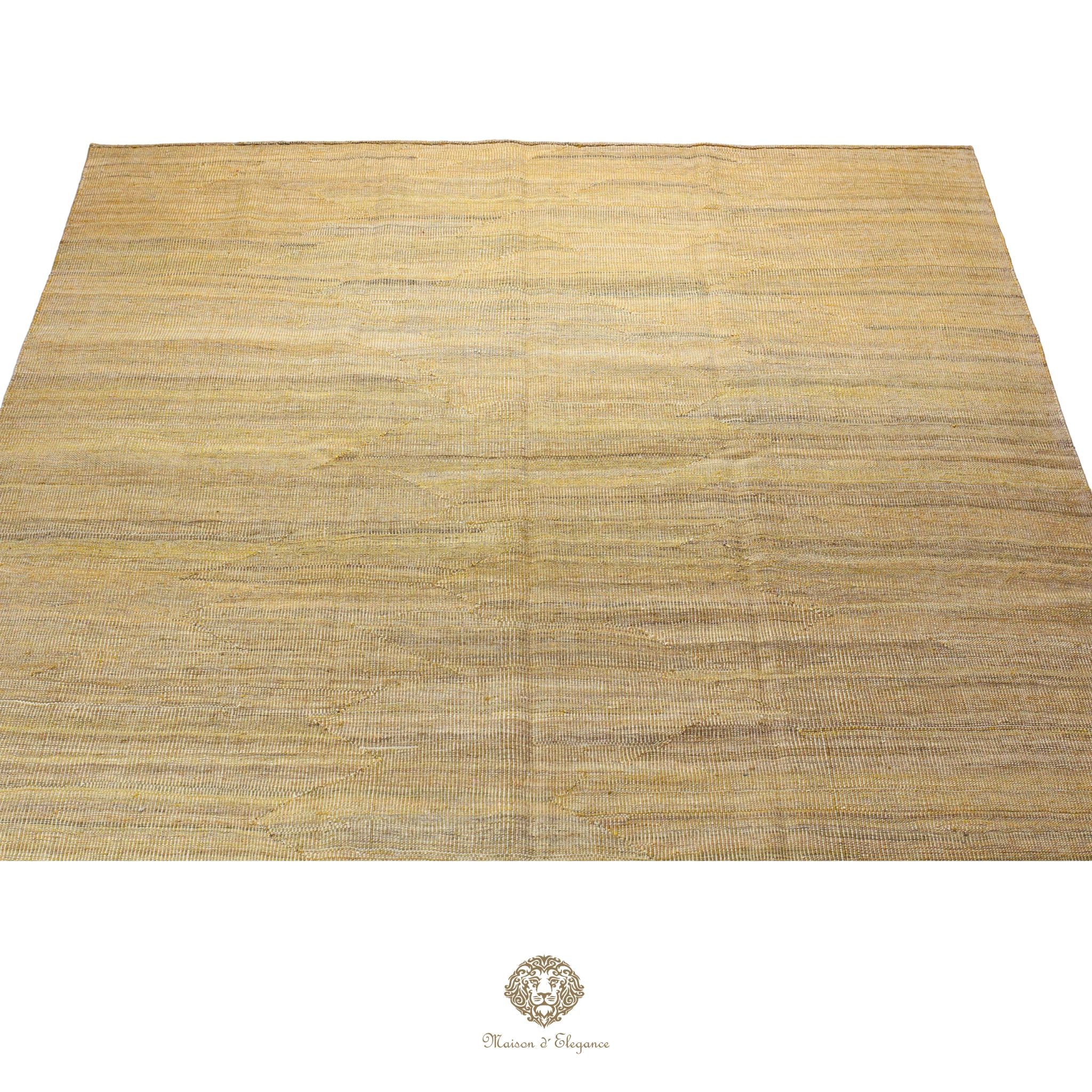 Alfombra Kilim moderna de lana lisa en color neutro con tejido plano | Colección Maison Zagros 206x291 cm