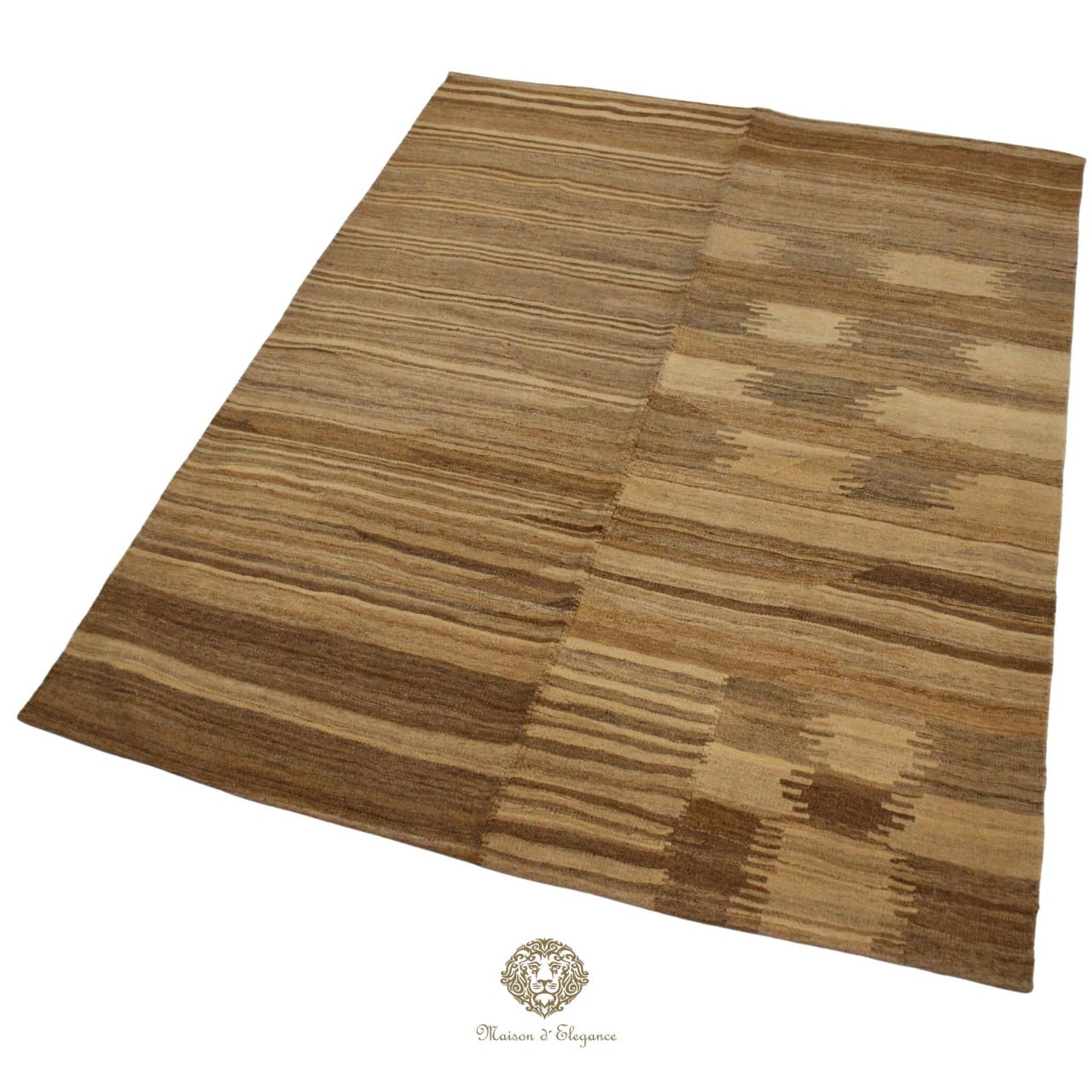 Brown patterned rug on a ivory  background