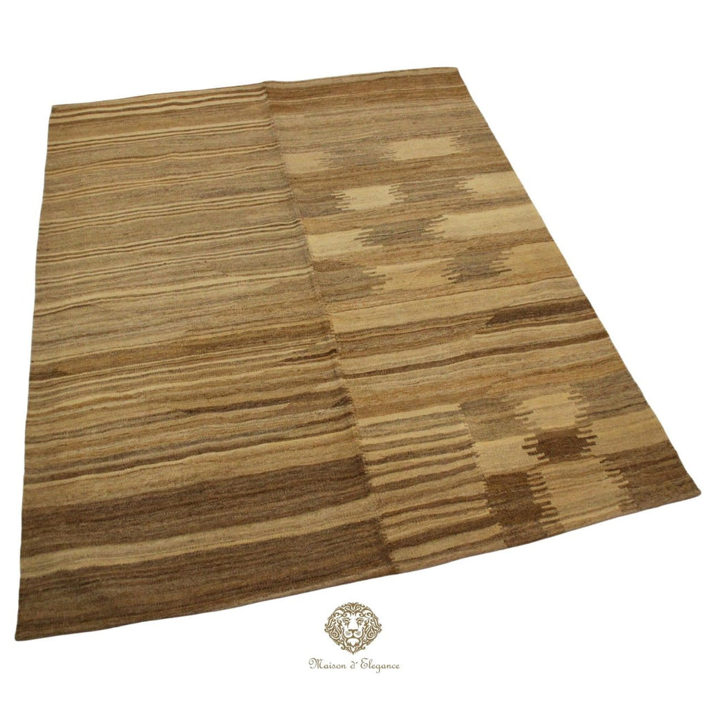 Brown patterned rug on a ivory  background