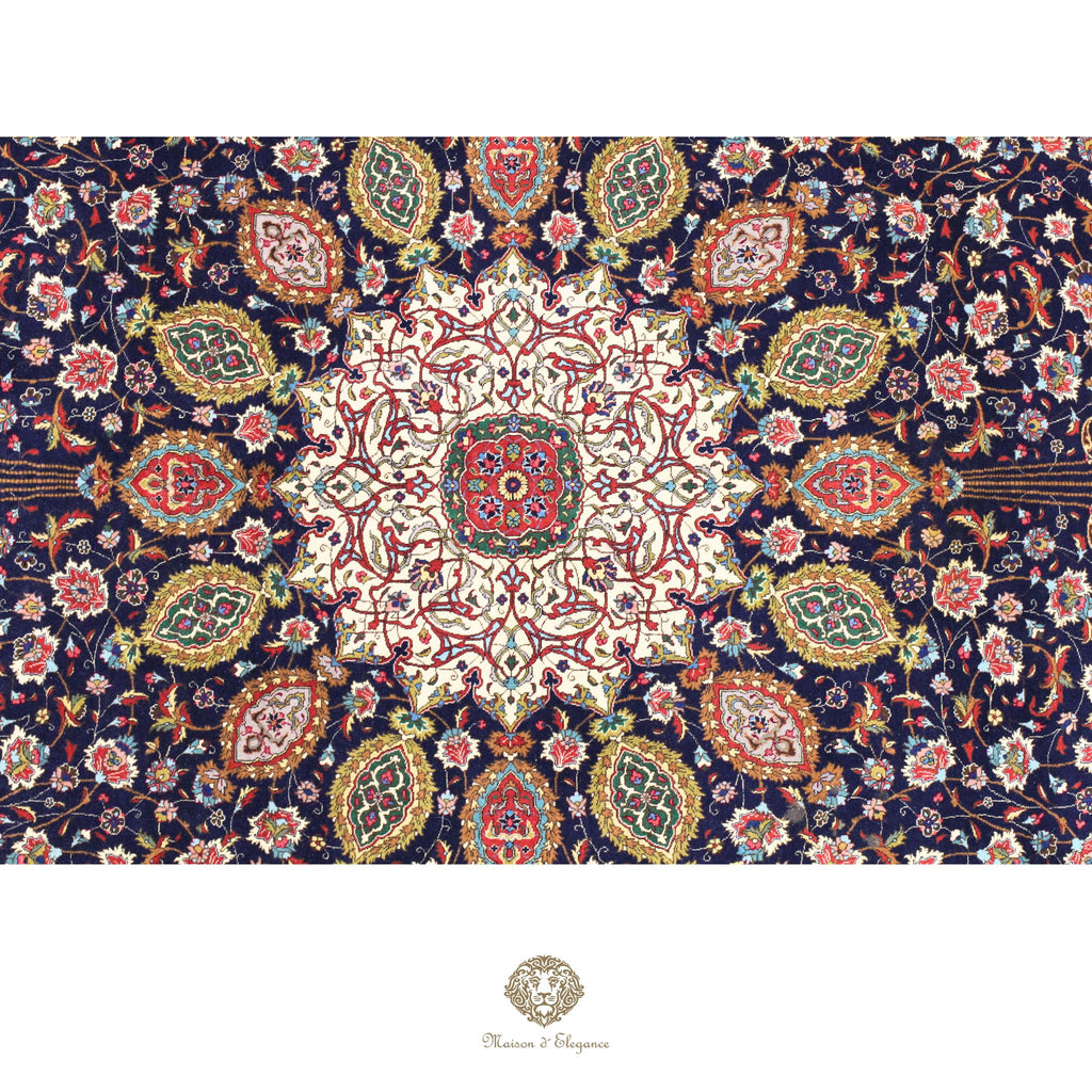 Decorative rug navy background